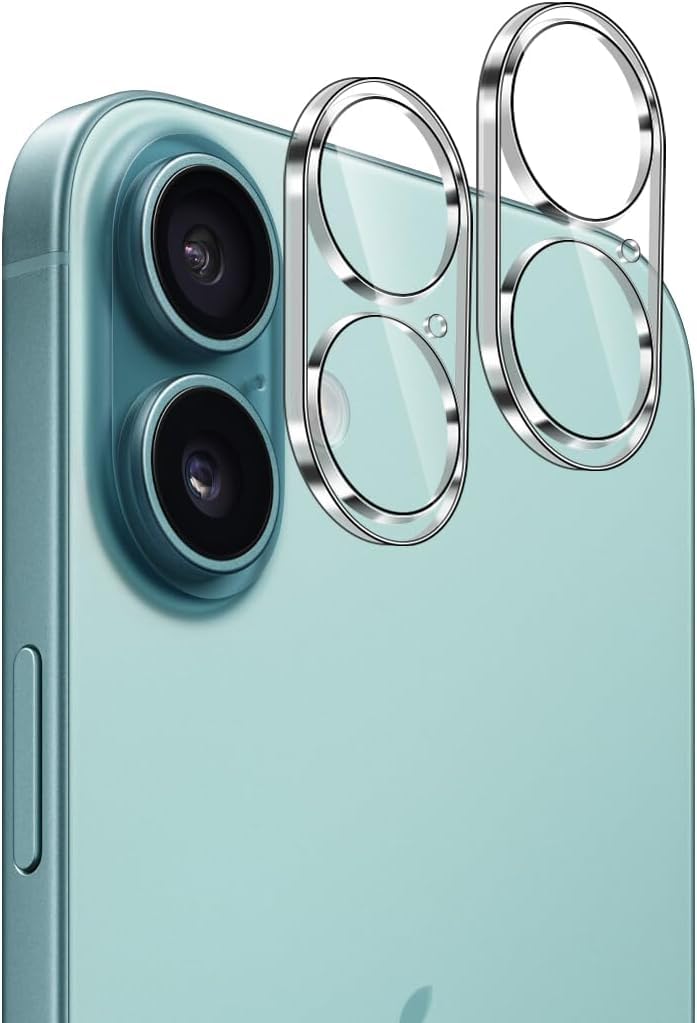 VONZEE Camera Lens Screen Protector For iPhone 16 6.1” & iPhone 16 Plus 6.7” (Pack of 2), Camera Lens Protector,[Anti-Scratch] Premium Tempered Glass Cover (Transparent Tempered Glass)