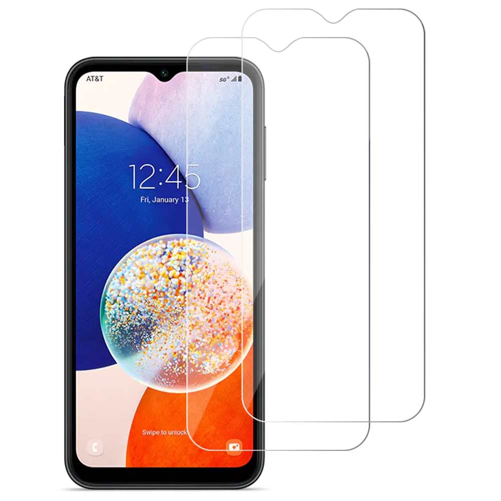 WOW IMAGINE Clear Tempered Glass Screen Protector for Samsung Galaxy A14 5G | A14 4G | ScratchProof | CaseFriendly | BubbleProof | Full Screen Coverage (Except Edges) | With Easy Installation Kit – Pack of 2