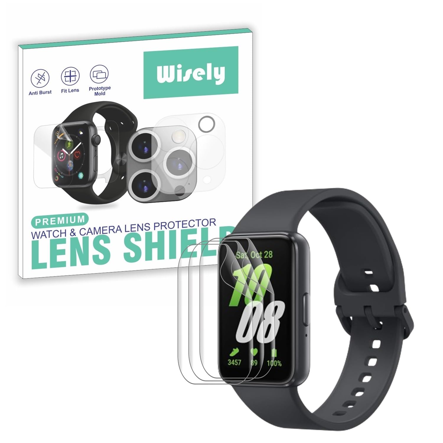 Wisely |3pcs| Screen Guard Protector For Samsung Galaxy Fit 3 Smartwatch |40mm| Bubble Free, Easy installation kit, Clear HD, Full Cover