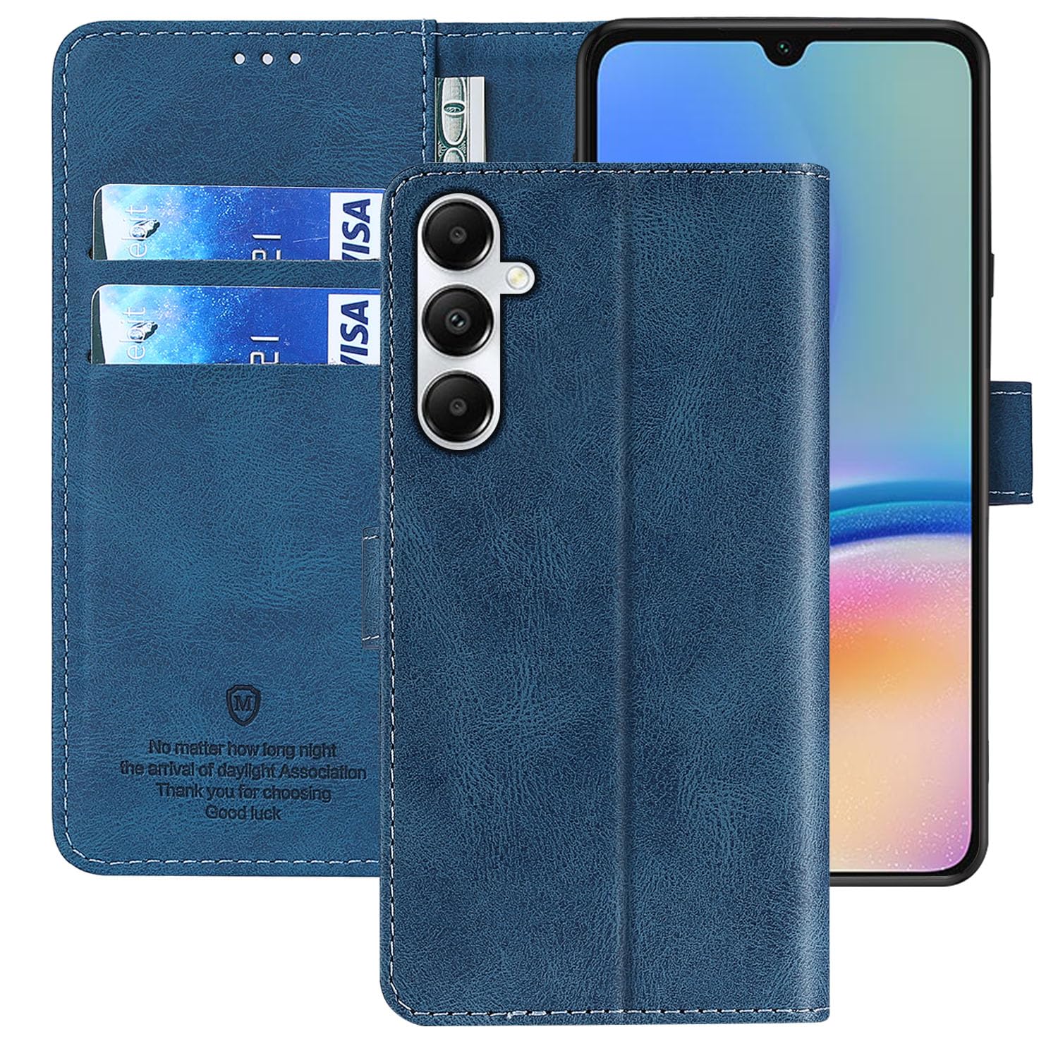 iLovecover Flip Back Cover Case for Samsung Galaxy A14 4G/5G,Leather Finish | Inbuilt Stand & Pockets | Wallet Style | Shock Proof | Business Retro,Blue