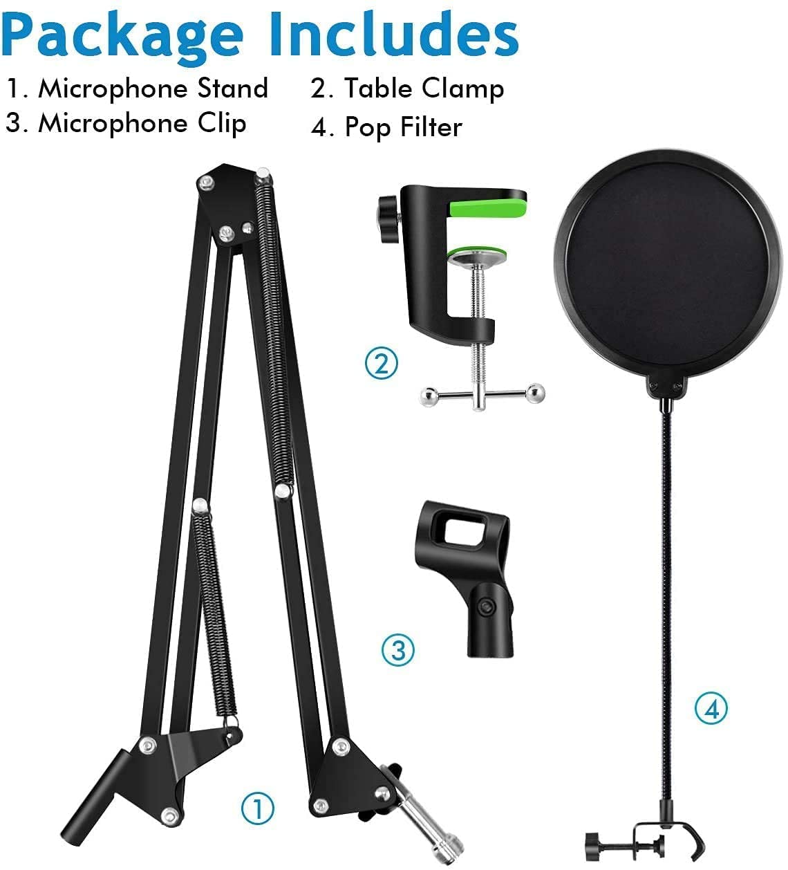 kh Condenser Microphone Kit for Studio Recording with NB-35 Stand, Shock Mount, Pop Filter & Anti-Wind Foam, Full Condenser Mic Set for Broadcasting, Live Streaming, YouTube, Gaming