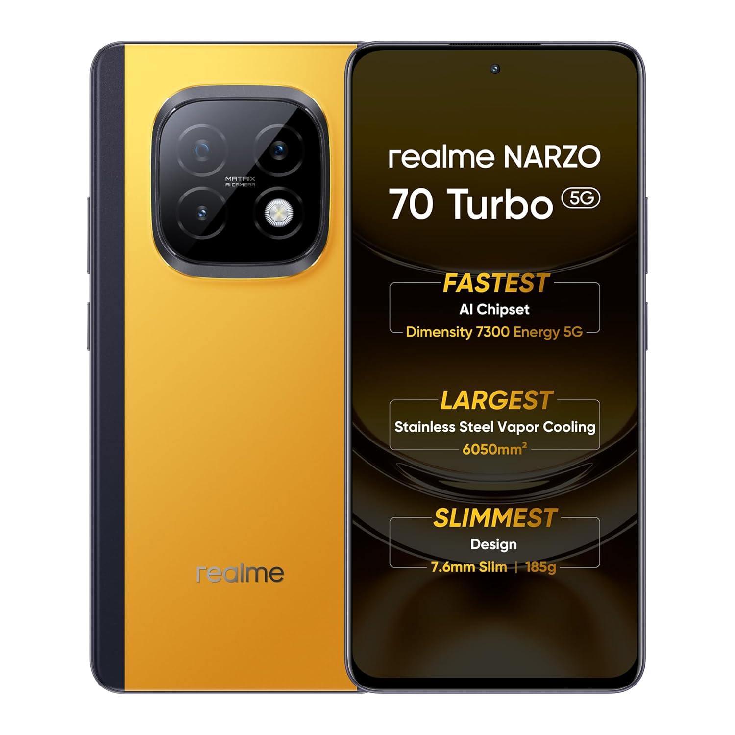 realme NARZO 70 Turbo 5G (Turbo Yellow,6GB RAM,128GB Storage) | Segment’s Fastest Dimensity 7300 Energy 5G Chipset | Motorsports Inspired Design realme NARZO 70 Turbo 5G (Turbo Yellow,6GB RAM,128GB Storage) | Segment’s Fastest Dimensity 7300 Energy 5G Chipset | Motorsports Inspired Design