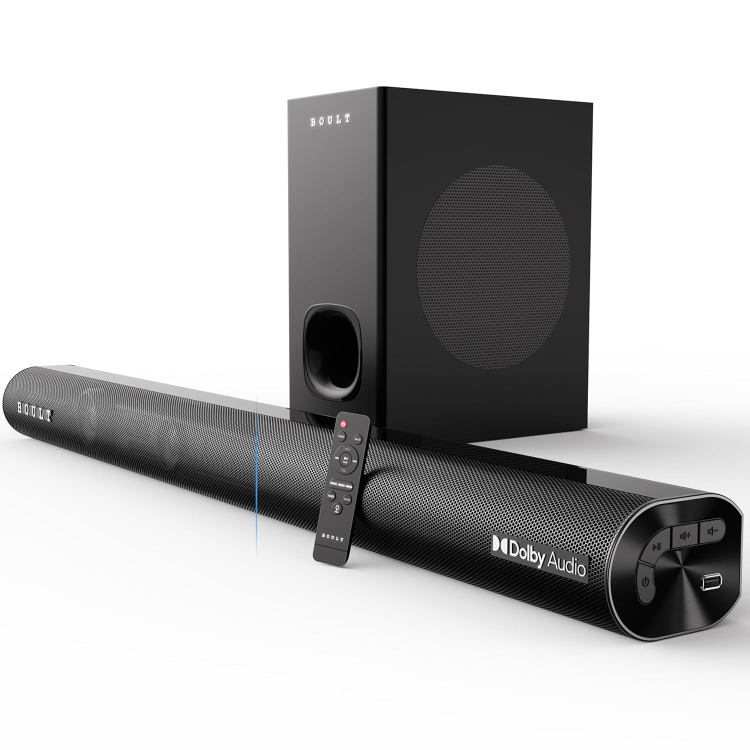 Boult Newly Launched Bassbox X250 2.1 Channel Sound bar with 250W Output, Dolby Digital Surround Sound, BT V5.3, EQ Modes, Dedicated DSP, Multi-Connectivity HDMI ARC, USB, AUX, Optic Soundbar for TV