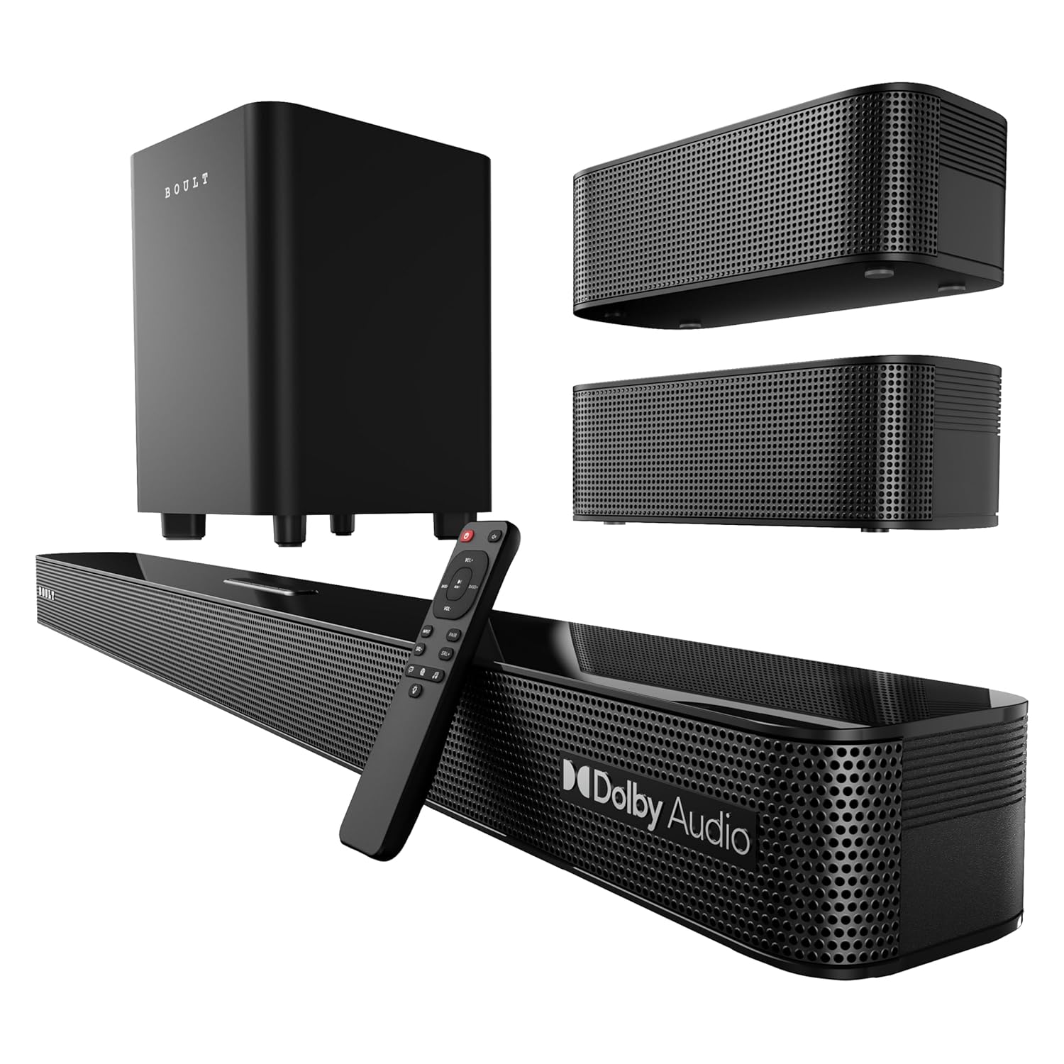 Boult Newly Launched X625 5.1ch Dolby Digital 625W Bluetooth Soundbar with Down-Firing Subwoofer Surround Sound Home Theatre, Dedicated DSP, USB/HDMI/AUX & Optical Fiber Connectivity Speaker for TV