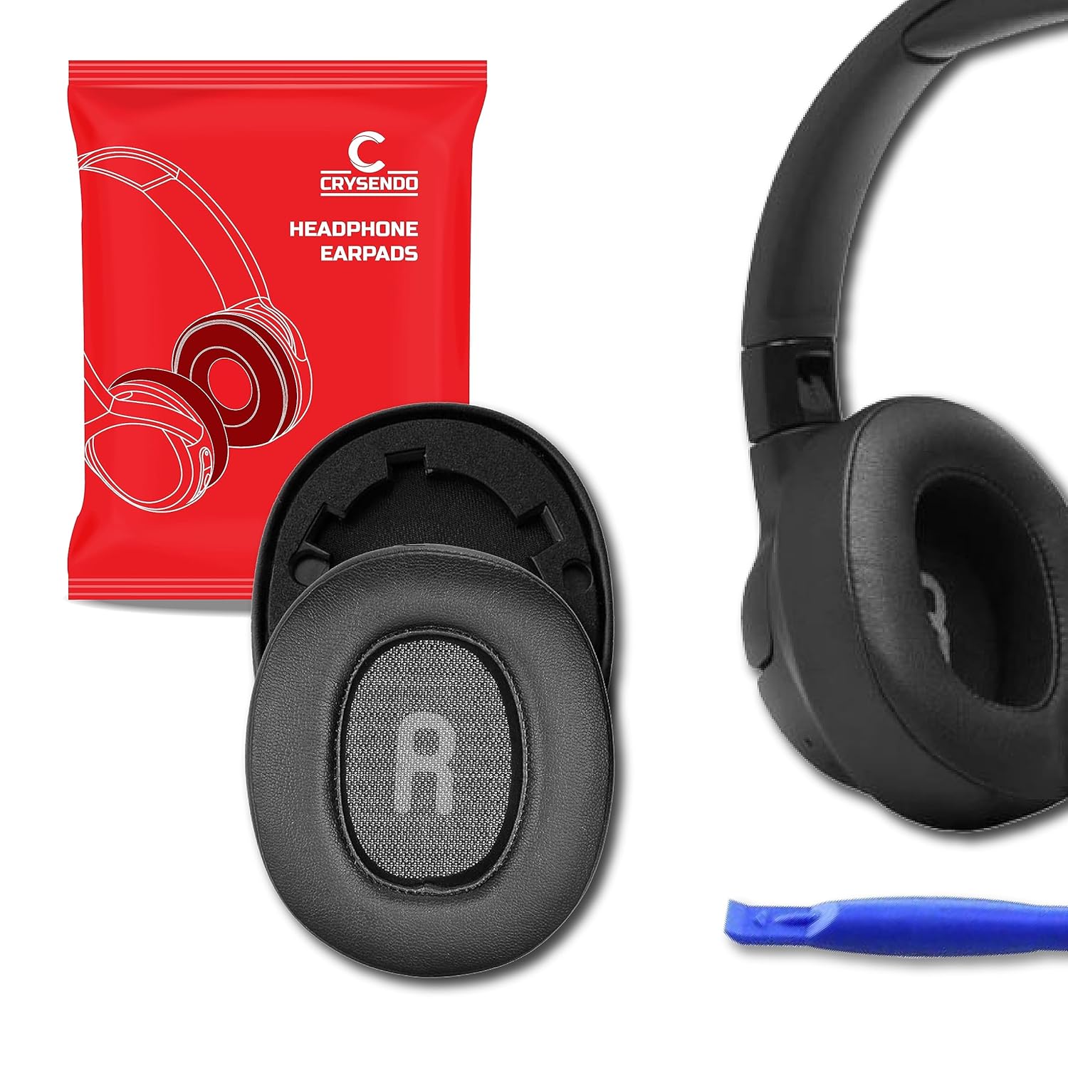 Crysendo Headphone Cushion for JBL Tune 700BT/ JBL Tune 750BT/ JBL Tune 760BT/ JBL Tune 750BTNC Headphones | Replacement Ear Cushion Pads | Protein Leather & Memory Foam (Black)