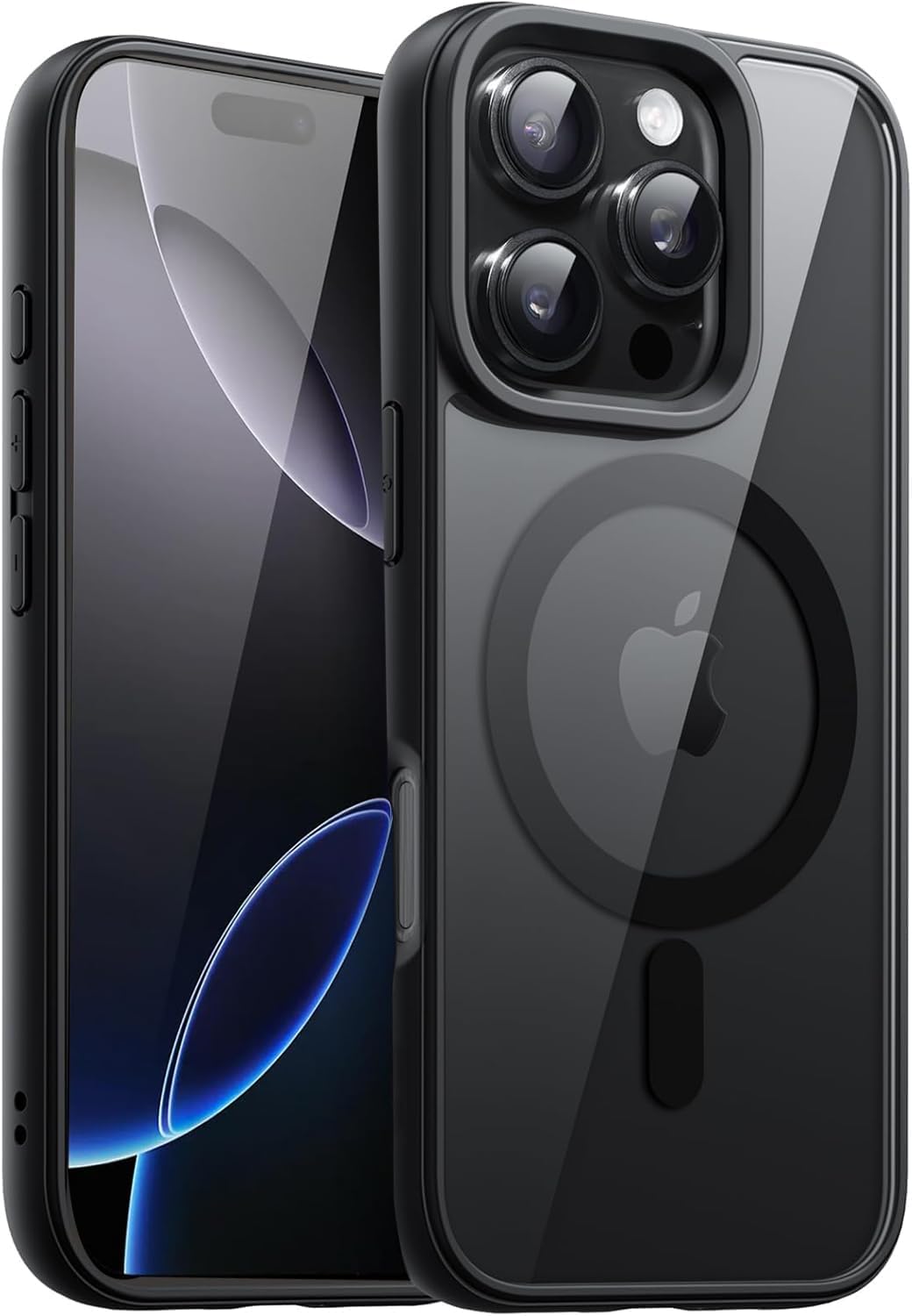 DIZORO Compatible iPhone 16 Pro Max Case,Compatible with Mag Safe, Non Yellow Military-Grade Drop Protection & Hard PC Back Cover Slim Transparent Anti-Scratch Shockproof Phone Case – Black