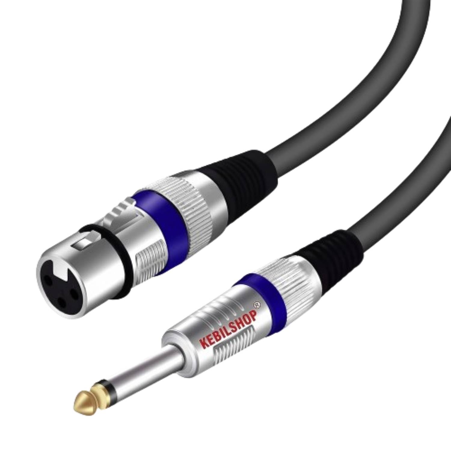 KEBILSHOP Mic Cable 6.35mm Jack Male To XLR 3PIN Female Cord Wire For Microphone/Guitar Cable 5 Meter.Black,1pc pack (5 Meter/16.48 feet)