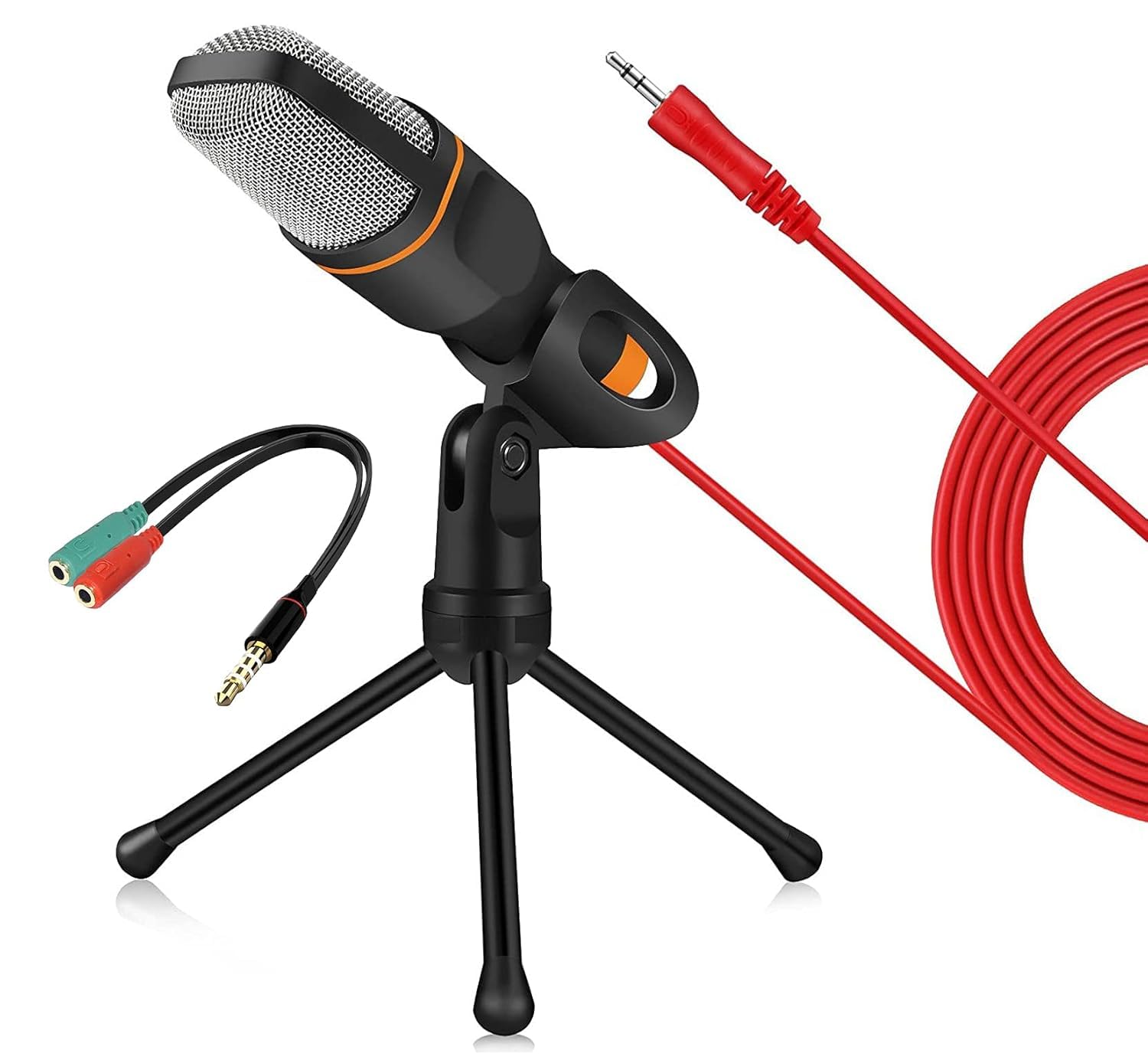 Lipzie Professional Condenser Microphone Aux 3.5mm Jack with Stand for Pc Laptop Computer I for Voice Recording YouTube Streaming Gaming Online Classes Meeting Office