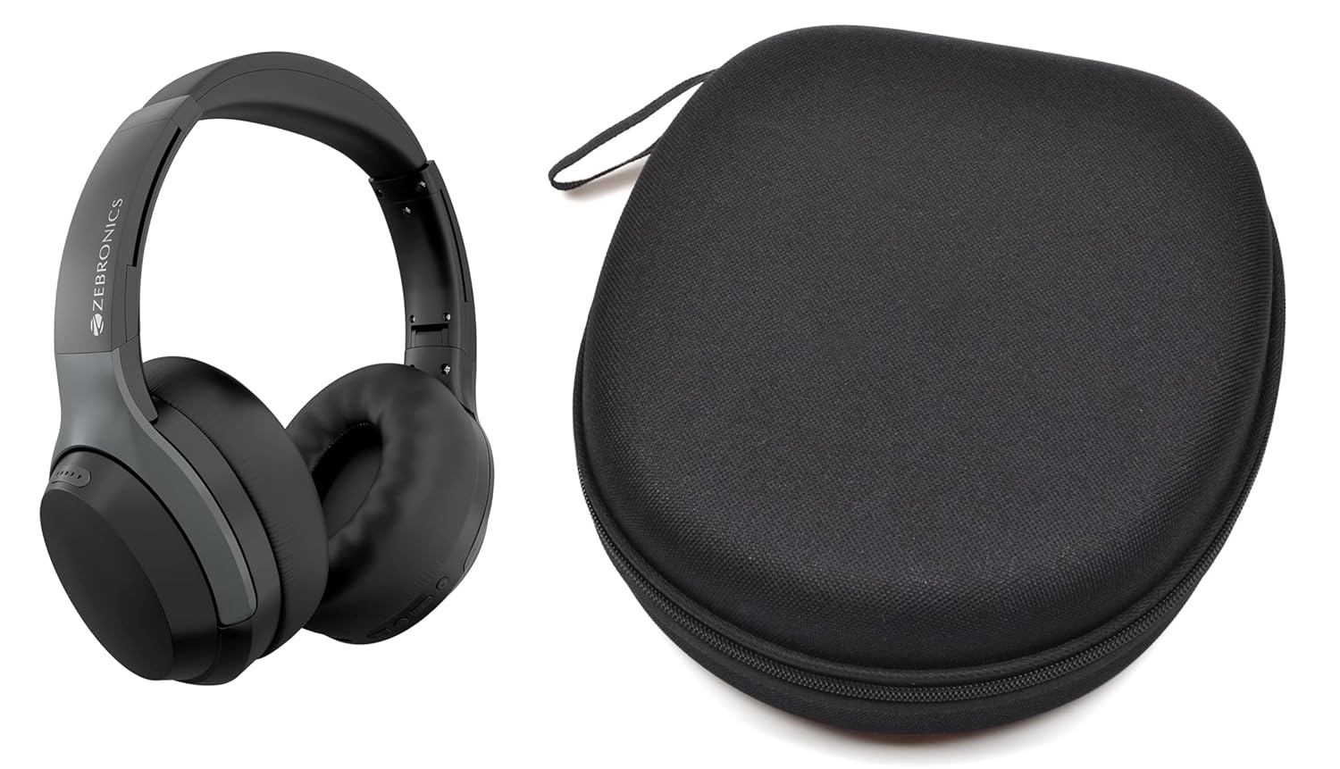 M.G.R.J® Portable Carrying Case Cover for ZEBRONICS Duke Plus Wireless Over Ear Headphone (Hard|EVA|Black)