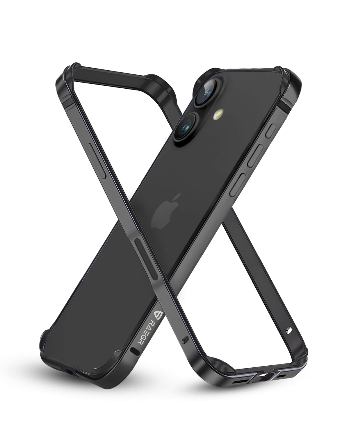 RAEGR iPhone 16 Case | Anodized Aluminum Bumper | Supports Mag-Safe Wireless Charging | Edge Armor Protective Minimal Case Designed for iPhone 16 (6.1-Inch) (2024) – Black RG10568