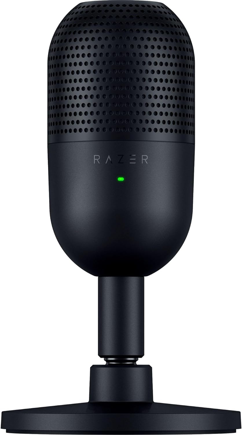 Razer Seiren V3 Mini USB Microphone: Condenser Mic – Supercardioid Pickup Pattern – Tap-to-Mute Sensor with LED Indicator – Shock Absorber – Ultra Compact – PC, Discord, OBS Studio, XSplit – Black