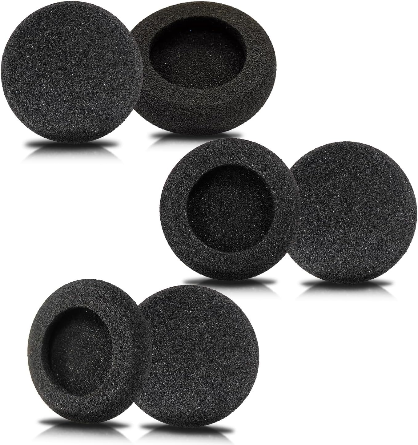 Sounce Replacement Earpads Cushion Ear Muffs Headphone Cushion (60mm / 6cm) 6Pcs 5mm Thick Replacement Earpads for Headphone Sponge Cover, High-Density Foam Ear Cushion Earmuffs – Black