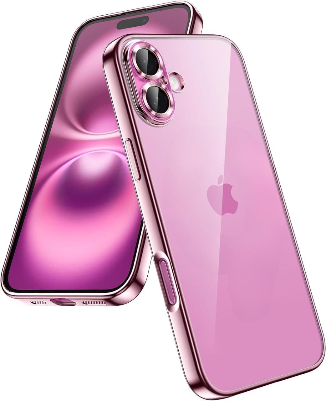 VONZEE Electroplated Transparent Clear Transparent Cover for iPhone 16, TPU Cover, Full Body & Individual Camera Protection for Each Lens Bumper Cases for Men & Women (Pink) VONZEE Electroplated Transparent Clear Transparent Cover for iPhone 16, TPU Cover, Full Body & Individual Camera Protection for Each Lens Bumper Cases for Men & Women (Pink)