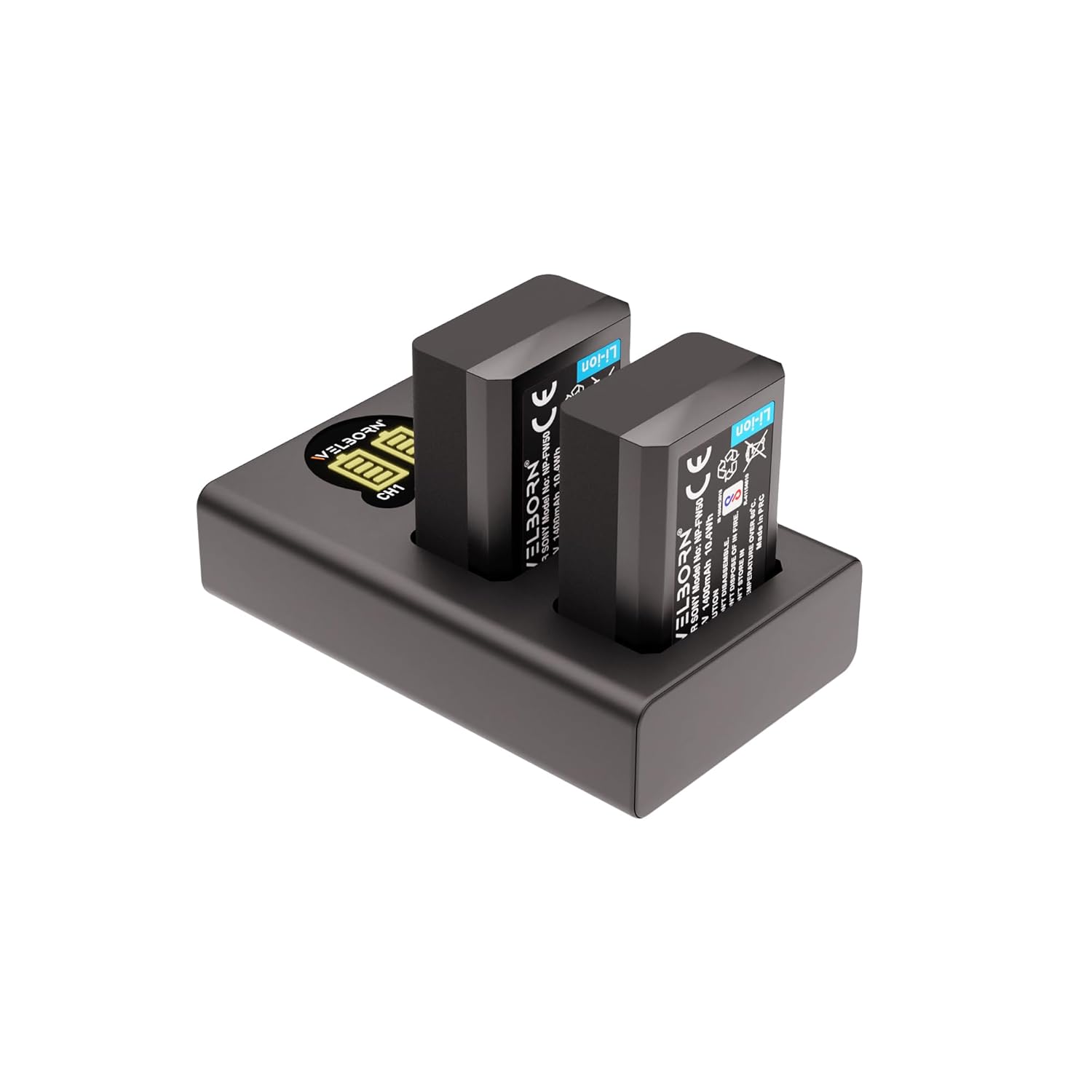 WELBORN NP-FW50 Dual Battery and Charger Combo Pack for Sony NP-FW50 Battery for A7/A7II/A7R A5100 NEX6 A6000 Cameras Black