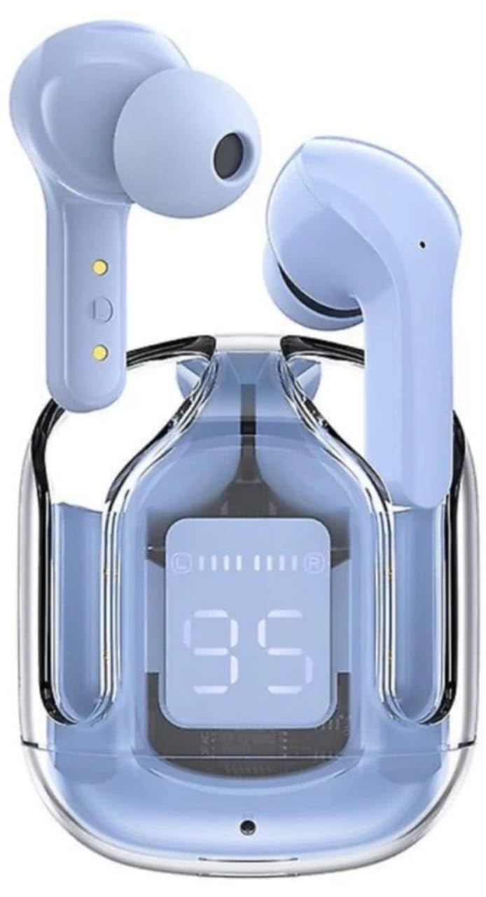 Wireless Bluetooth Earbuds with LED Display Case, Digital Battery Indicator, Blue (Blue)