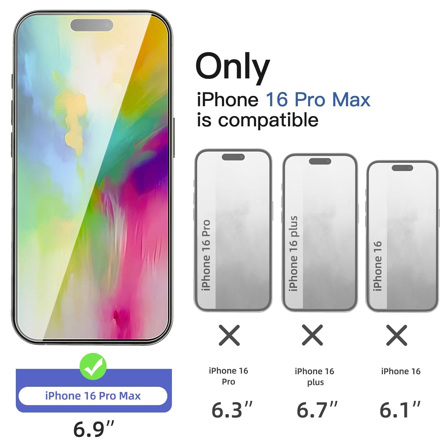 ZedGear Tempered Glass Screen Protector For iPhone 16 Pro Max Screen Guard With 9H Edge To Edge Coverage And Easy Installation Kit (6.9 Inches)