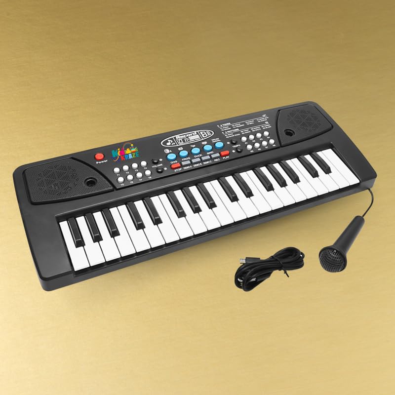 KID KRAZE 37 Keys Kids Piano with Mic Portable Electronic Keyboard Toy Beginners Educational Songs Recording Musical Toys Age 3 to 5 Years Pn05, Black KID KRAZE 37 Keys Kids Piano with Mic Portable Electronic Keyboard Toy Beginners Educational Songs Recording Musical Toys Age 3 to 5 Years Pn05, Black