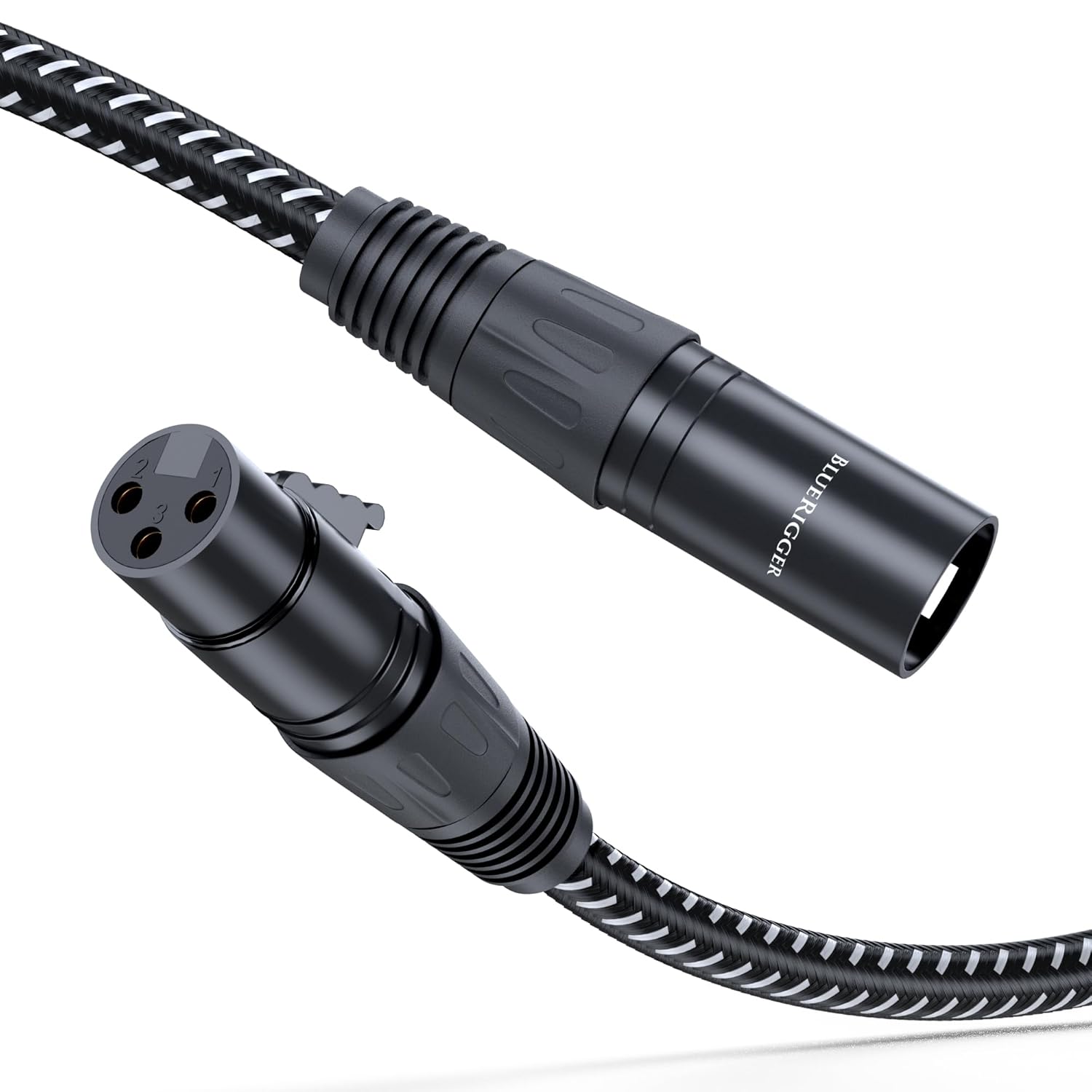 BlueRigger Premium XLR Pro Male to Female Balanced Shielded Cable (10 Feet/3 Meters) for Mic, Amplifier Mixer, Recording Studio, Speaker Systems and Foot Switch Pedal