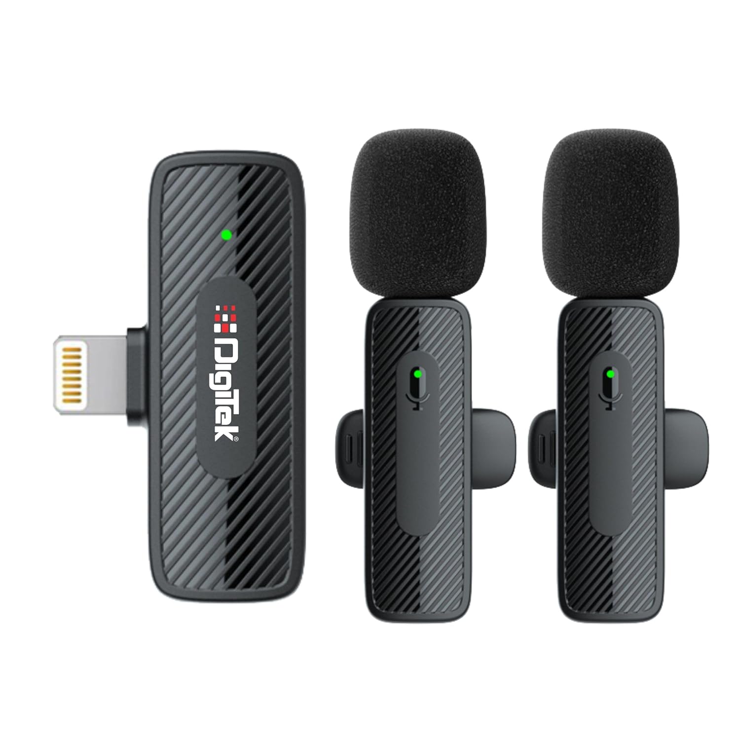 Digitek® (DWM-009 PRO Wireless Microphone & Receiver with Lightning Connector & 2 Mic, 2.4Ghz Frequency, 4Hr Battery, 20m Range, for iPhone & iPad Devices, Ideal for Voice Recording & Online Meetings