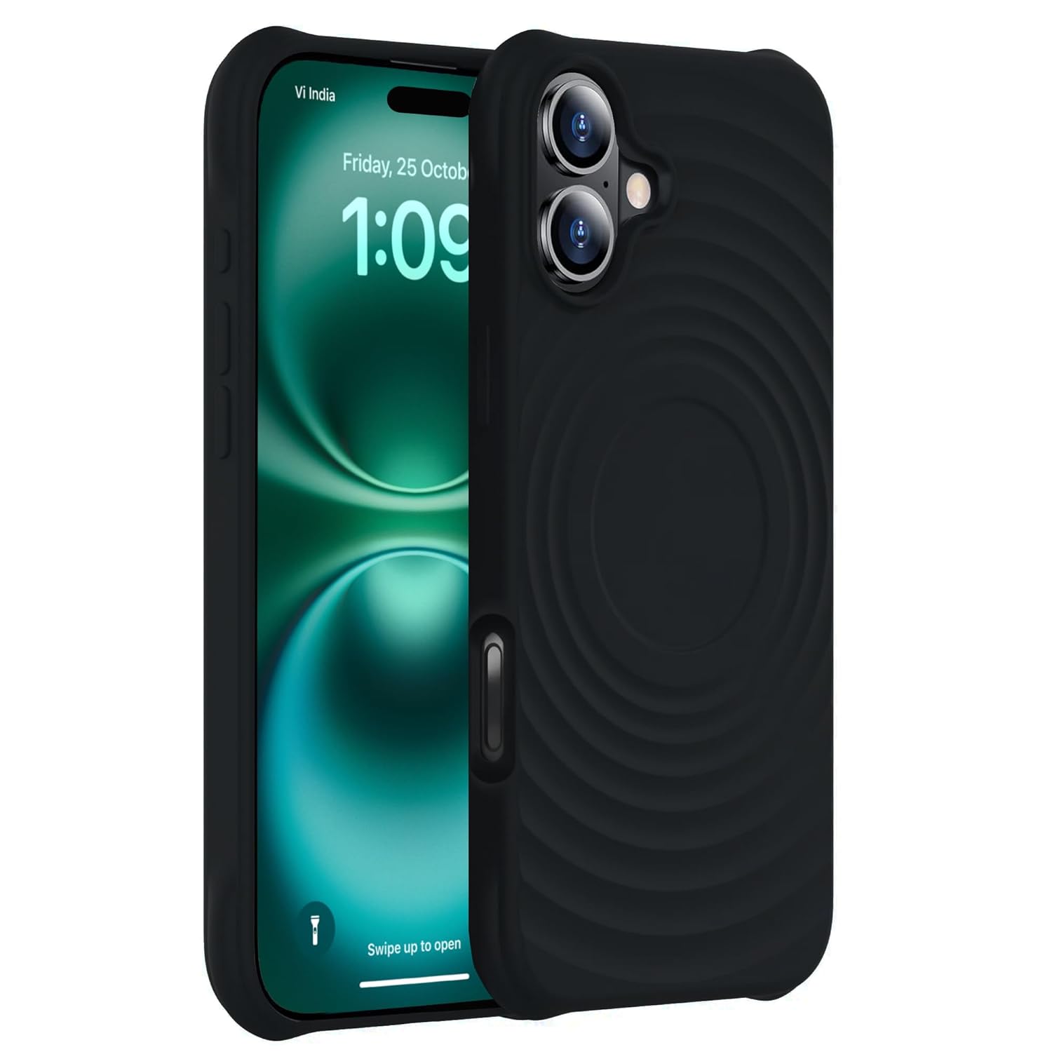Enflamo Silicone Soft Back Cover Case for iPhone 16 | Ultra Hybrid Camera Bump Safe Protection (Black)
