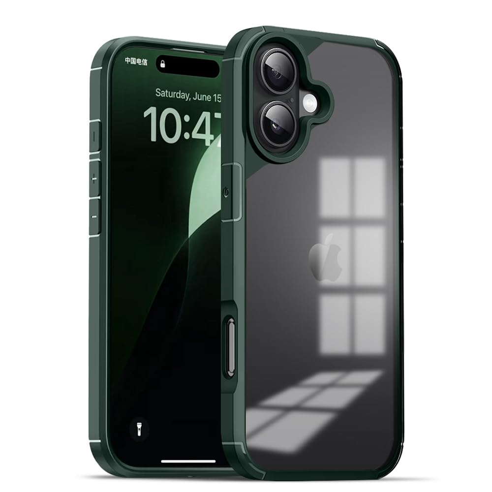 KARWAN®Back Cover |Shockproof Bumper Case | Full Camera Protection | Raised Edges | Super Soft Side TPU | Bumper Case for iPhone 16 -Green