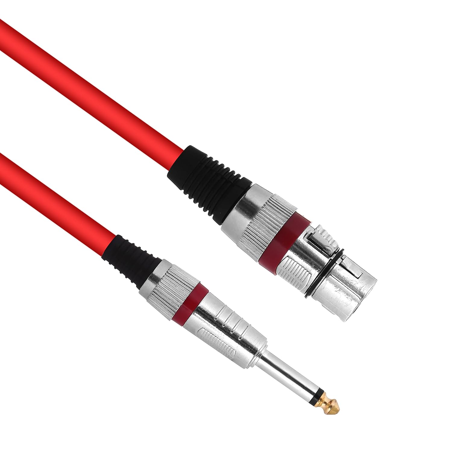 KEBILSHOP Mic Cable 6.35mm Jack Male To XLR 3PIN Female Cord Wire For Microphone/Guitar Cable .Red,1pc pack. (5 Meter/16.4 Feet) Red Cable