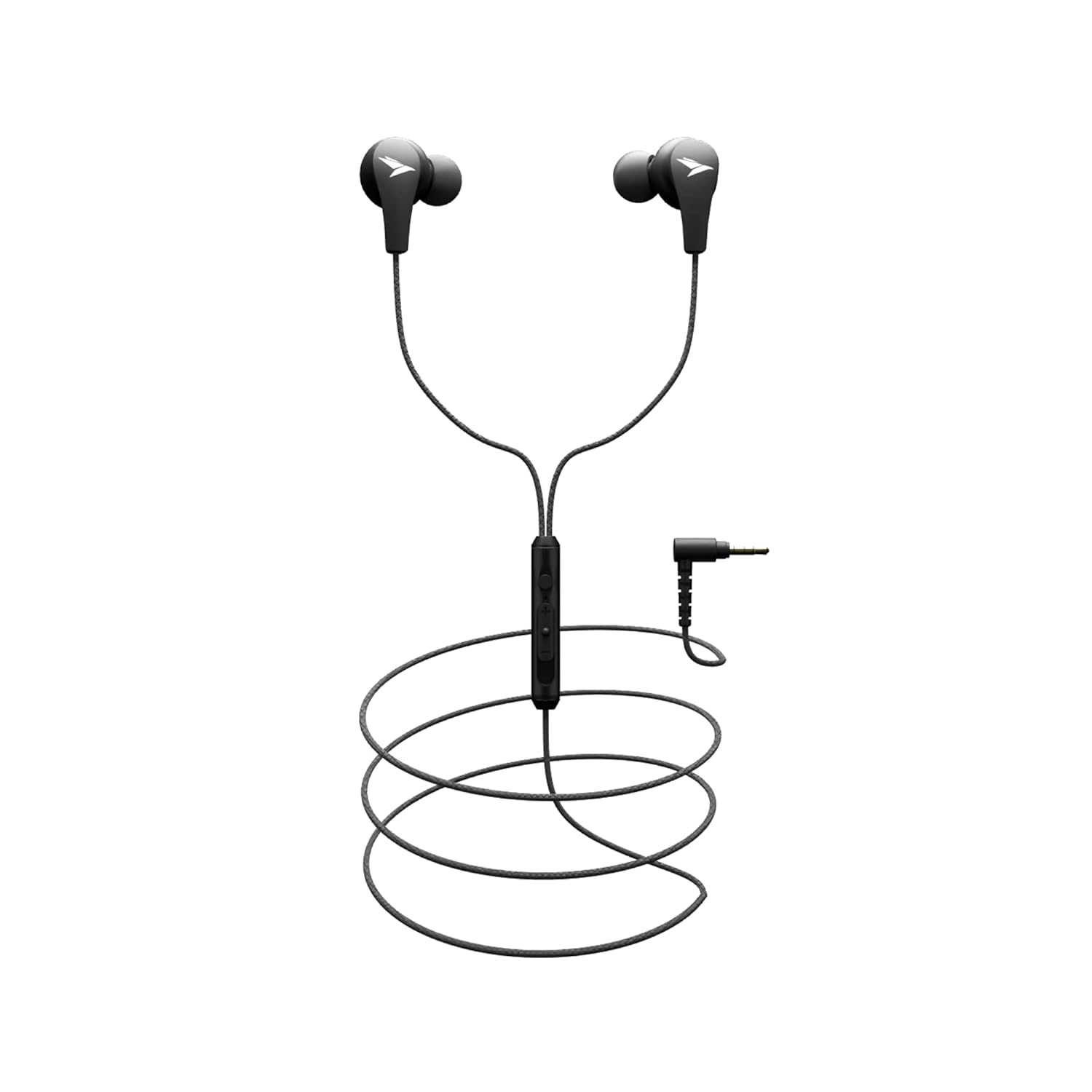 MOZU Audiology 100 Wired Earphones, Ergonomic Fit, Tangled Free Rugged Wire, Gold Plated 3.5mm L-Shape Connector, in Ear Volume Controller & Built in Mic (Fossil Grey, Classic) Pack of 1