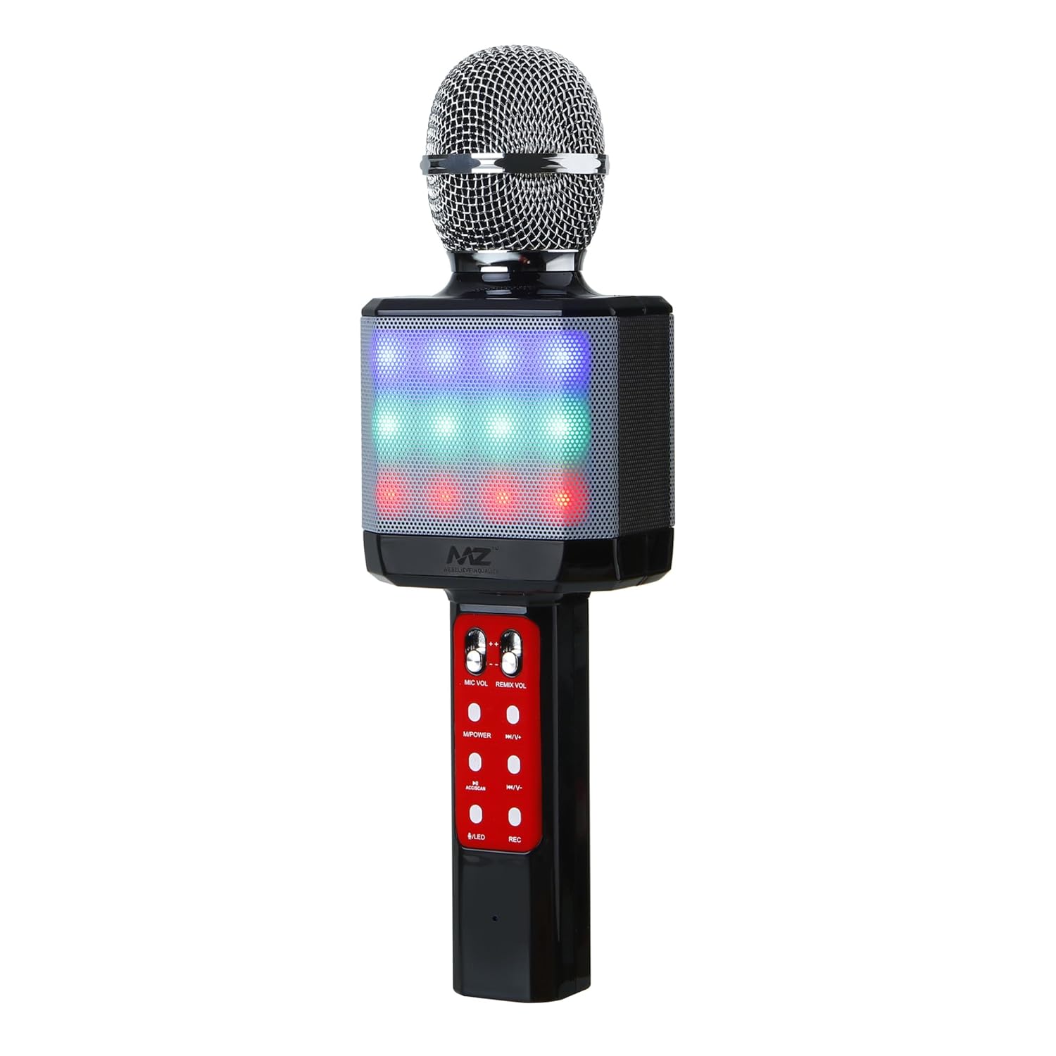 MZ Karaoke Mic with Speaker and Rechargeable FM Radio Voice Changer RGB Light Microphone (Black) MZ Karaoke Mic with Speaker and Rechargeable FM Radio Voice Changer RGB Light Microphone (Black)