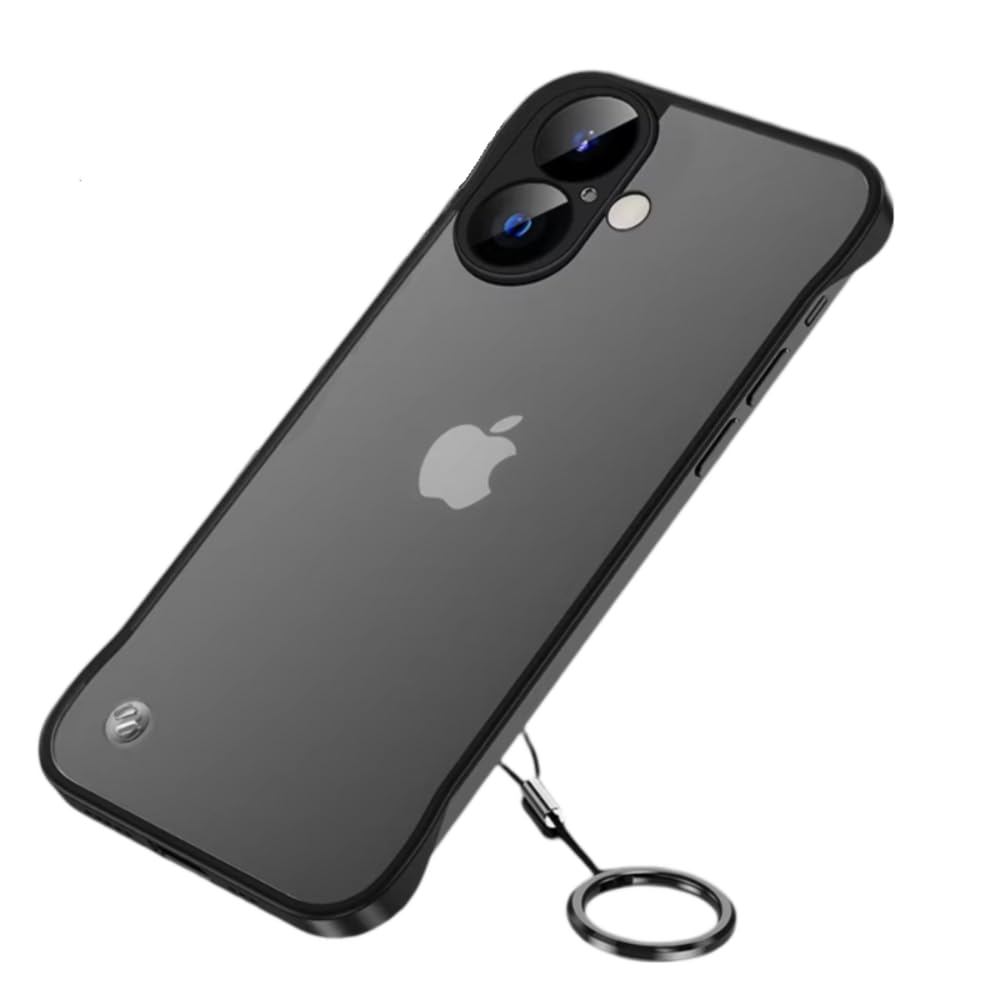 REALCASE Compatible with iPhone 16 Plus (6.7) Back Cover Case | Stylish Frameless Matte Hard Skin | Soft TPU Shock Proof Bumper Back Cover Case for iPhone 16 Plus 6.7 Inch (Black)