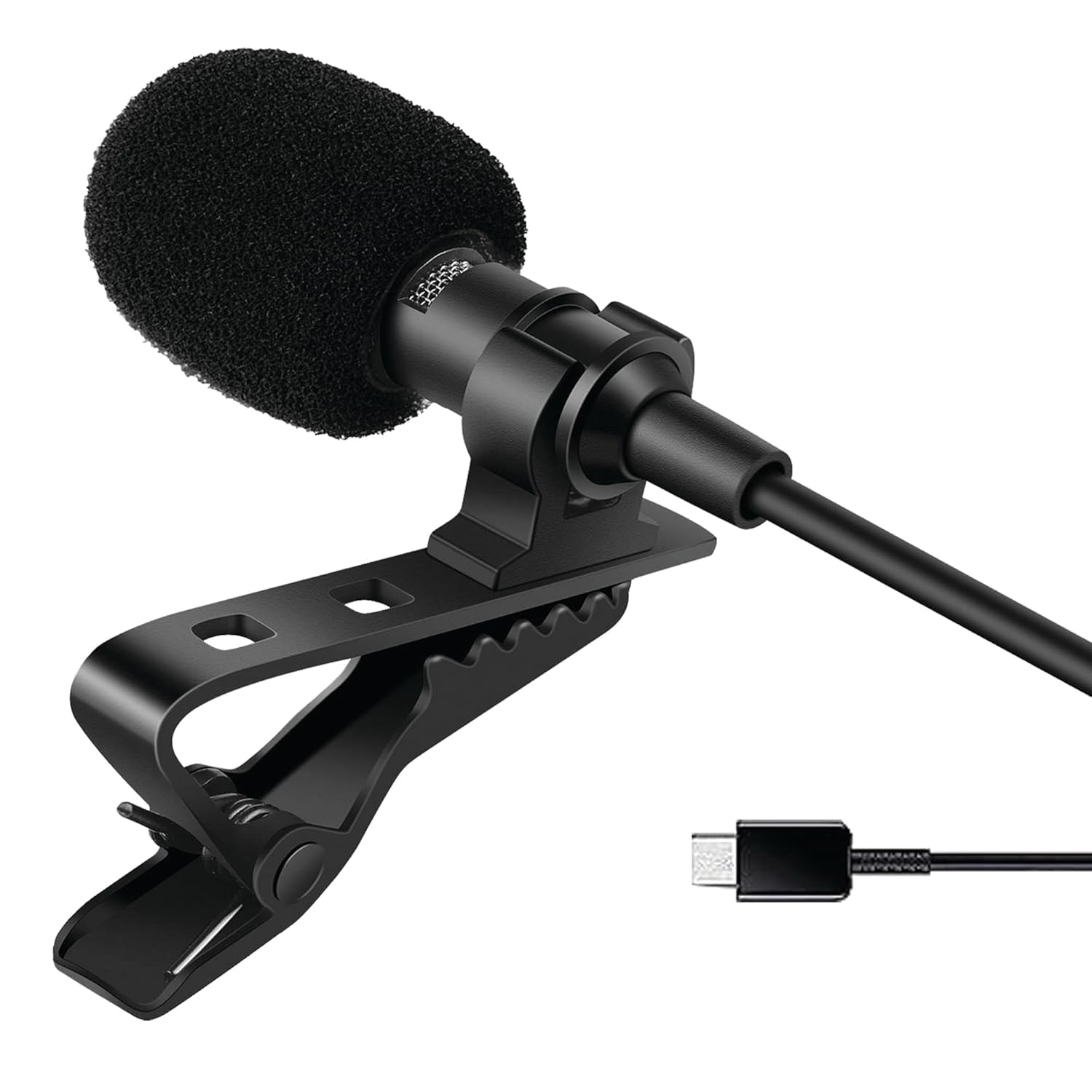 (Refurbished) HUMBLE HB-C01 Lavalier Lapel Condenser Mic for Android, USB Type C Microphone for YouTube Vlogging Facebook Interview Livestream Video Recording and All(1.5 Meter)