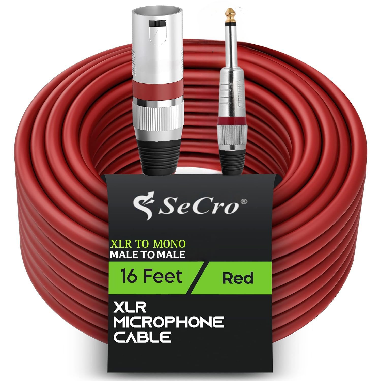 SeCro Mic Cable (16FT) XLR Male to 1/4 Cable 6.35mm Microphone Cable (RED, 16Feet(5Meter)) SeCro Mic Cable (16FT) XLR Male to 1/4 Cable 6.35mm Microphone Cable (RED, 16Feet(5Meter))