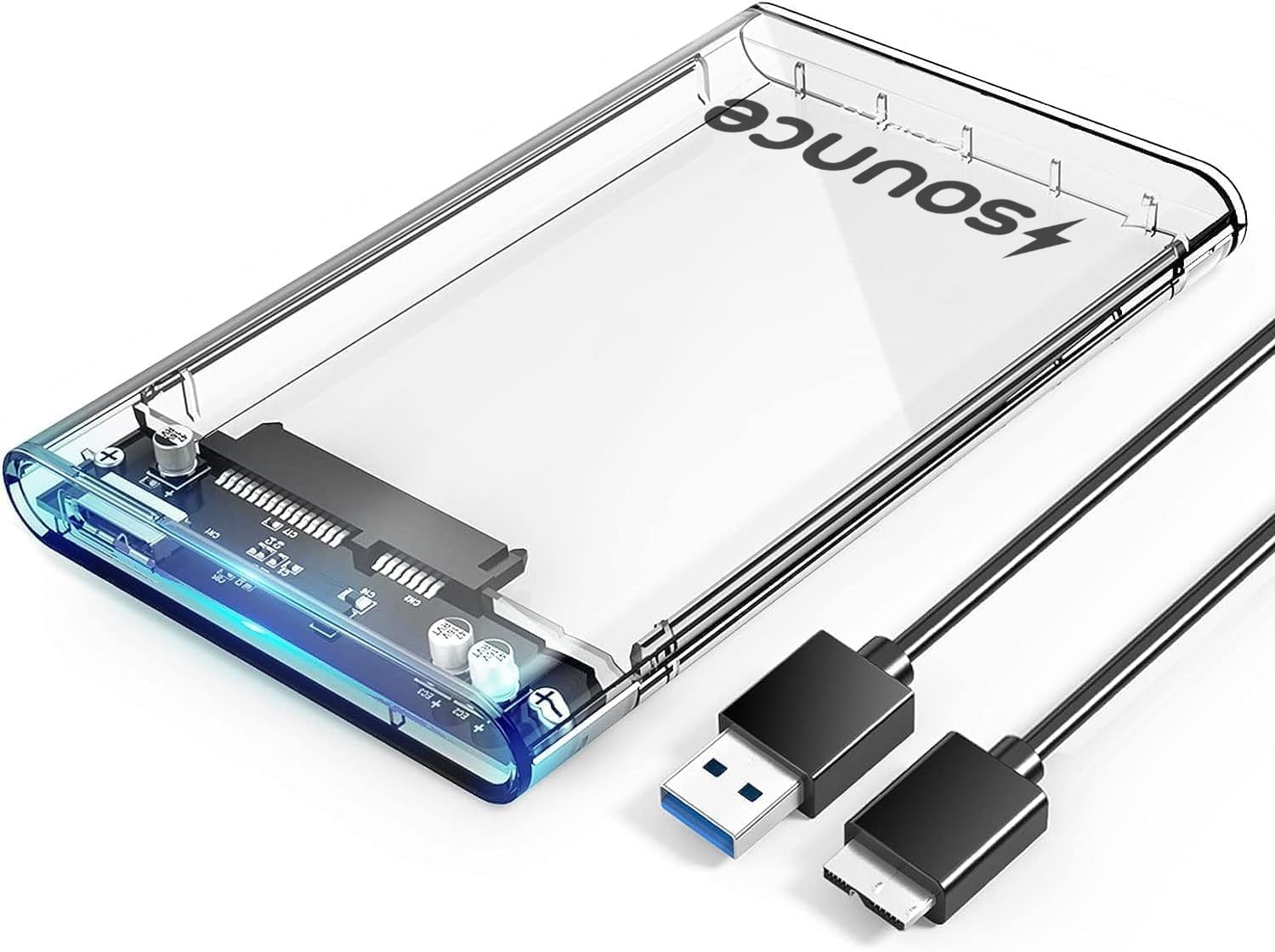 Sounce 2.5″ SSD Enclosure Case, USB 3.0 to SATA Tool-Free External Hard Disk Case with Fast Transfer Speed Up to 5 Gbps & Up to 4TB Storage Capacity Compatible with 2.5 SSD / HDD