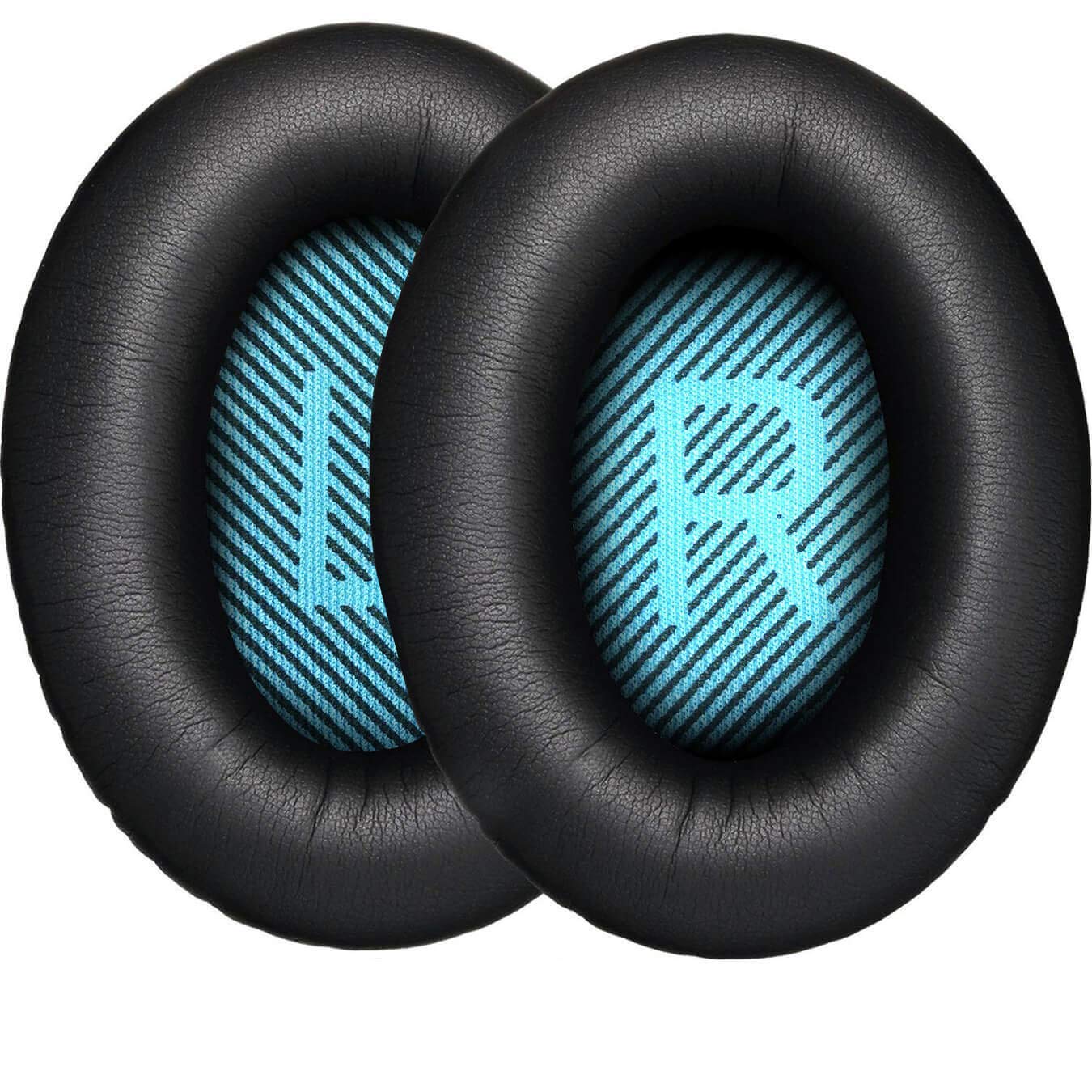Sounce Replacement Earpads Cushions for Bose QuietComfort 35 (QC35) Quiet Comfort 35 II (QC35 ii) QuietComfort 15 QC35/ Ae2 Ae2i Ae2w SoundTrue & SoundLink Headphones, Ear Pads with Softer Leather (Around-Ear Series Only) (Black & Blue Font)
