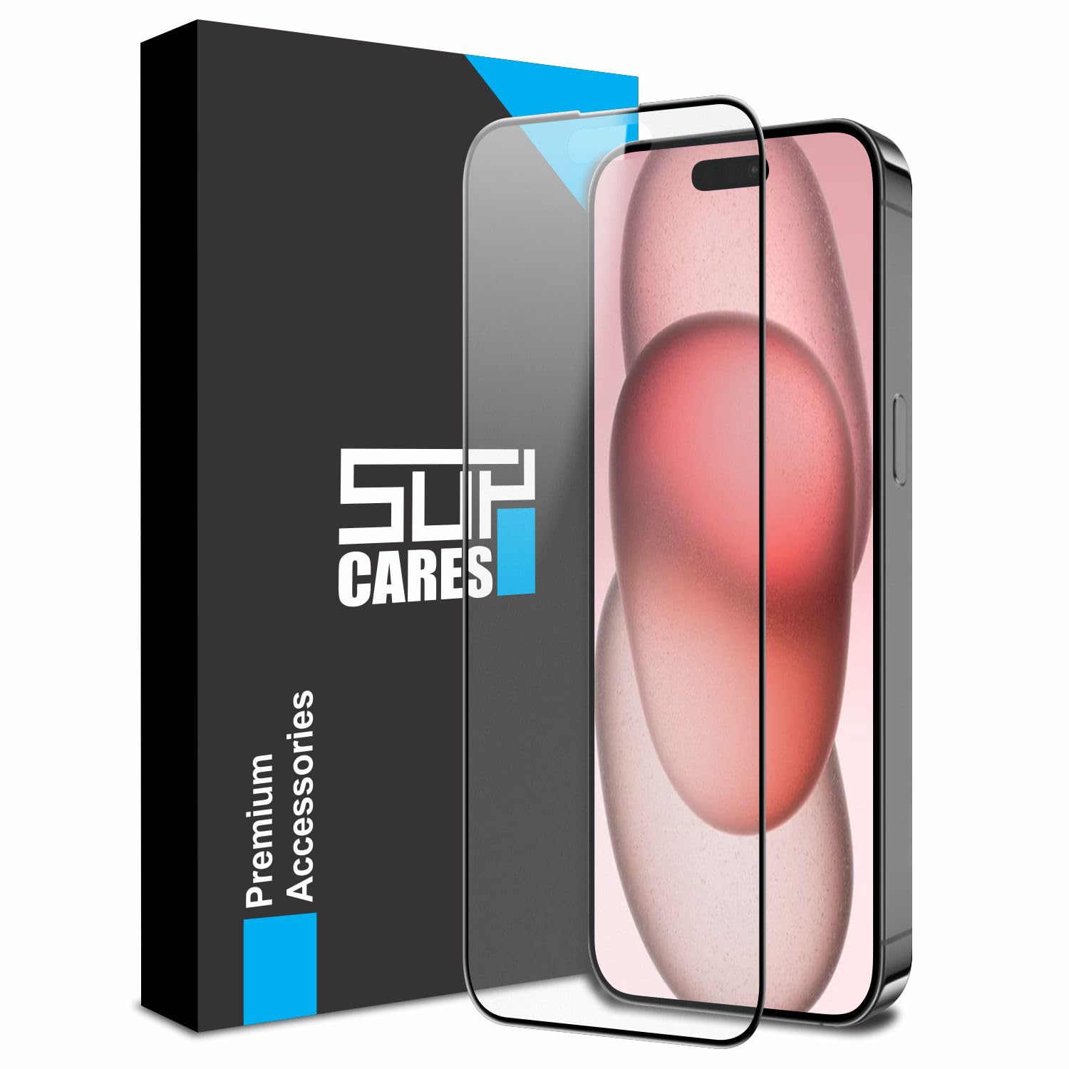 SupCares Edge to Edge Anti Glare Matte Tempered Glass For iPhone 16 and iPhone 15 (6.1 Inch) with Easy Self Installation Kit | Black