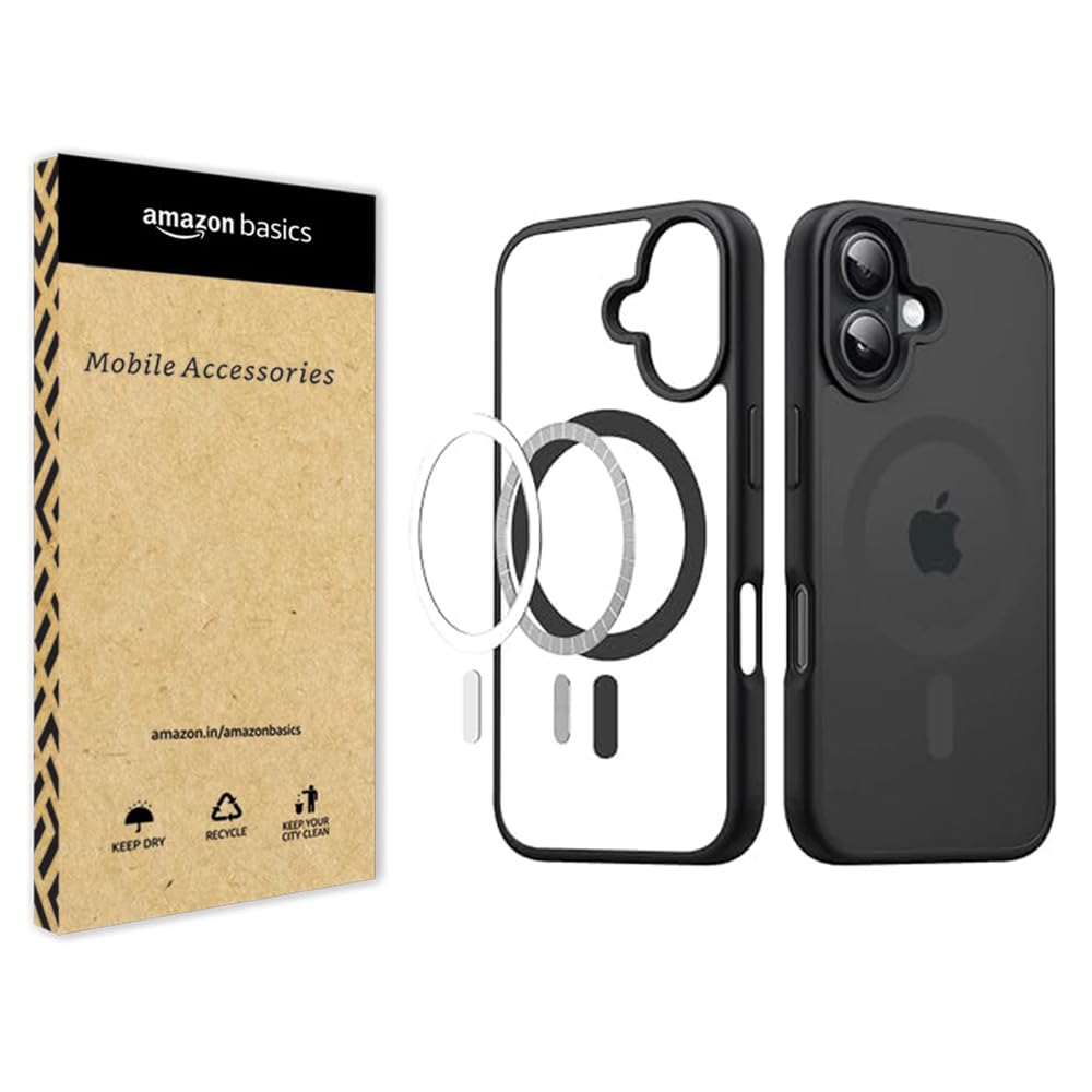 amazon basics Mag-Safe Case Compatible for iPhone 16 Cover | Transparent Ultra Hybrid Drop and Camera Protection Back Cover Case Compatible for iPhone 16 (Black, for iPhone 16) amazon basics Mag-Safe Case Compatible for iPhone 16 Cover | Transparent Ultra Hybrid Drop and Camera Protection Back Cover Case Compatible for iPhone 16 (Black, for iPhone 16)