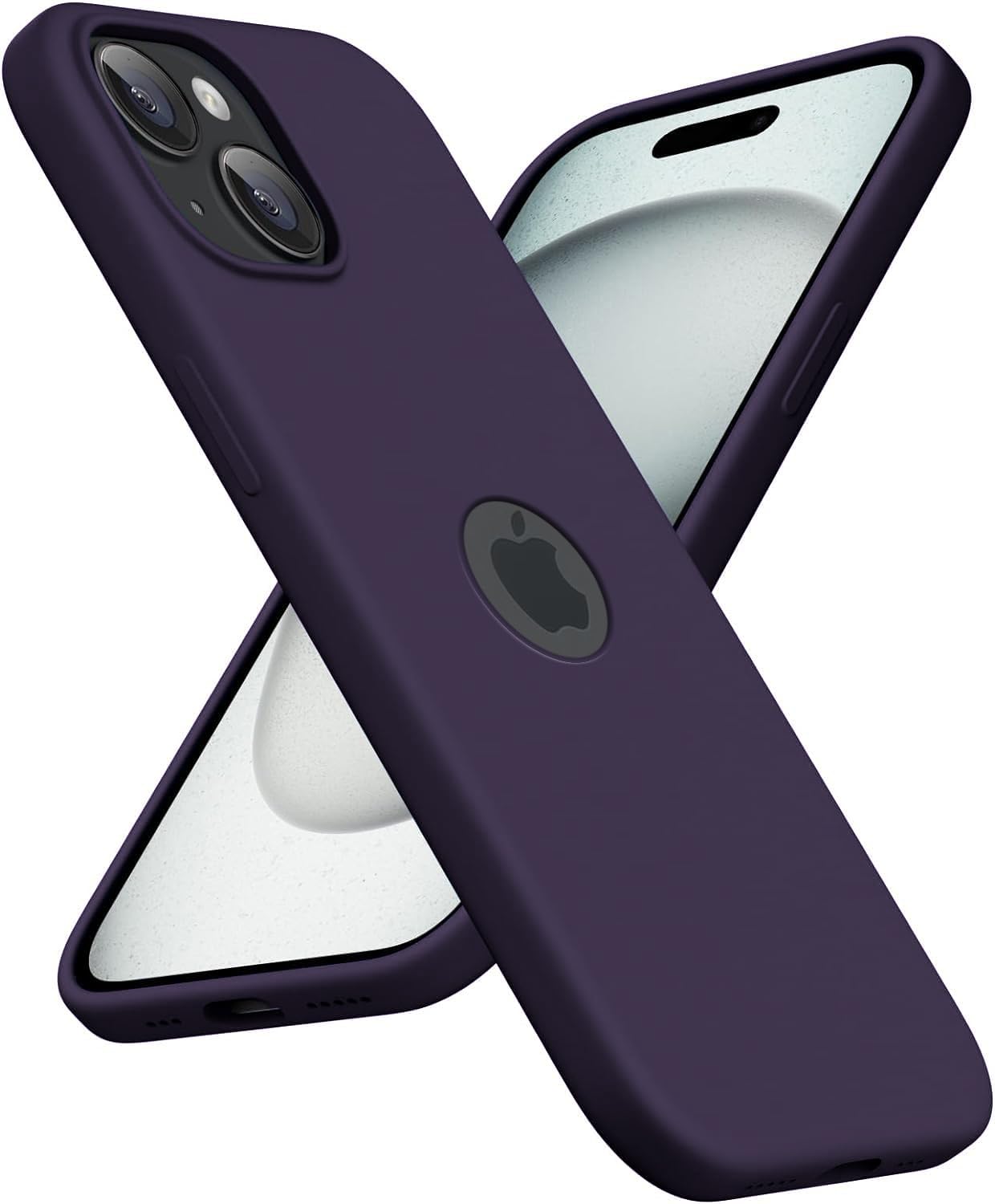 Elzzi Microfiber Logo Cut Cover Compatible for iPhone 15 Case Liquid Silicone Cases Full Body 4 Layer Protective Covers Shockproof Back Cover with High Raised Camera Lips (6.1 inch, Deep Purple) Elzzi Microfiber Logo Cut Cover Compatible for iPhone 15 Case Liquid Silicone Cases Full Body 4 Layer Protective Covers Shockproof Back Cover with High Raised Camera Lips (6.1 inch, Deep Purple)