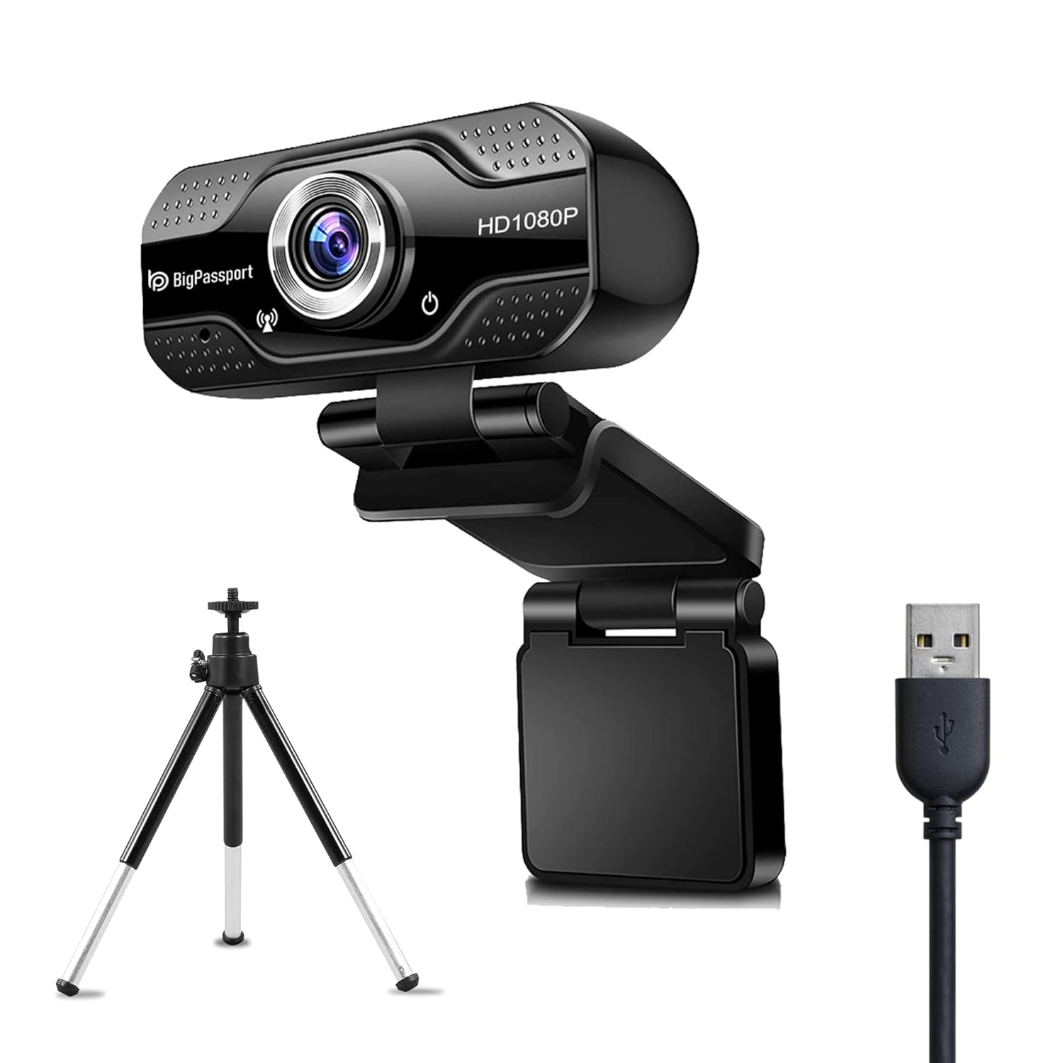 BigPassport 1080P Full HD Webcam with Mic | USB Camera for Laptop, PC, Video Calling, Online Classes, Zoom, Skype – Night Vision 3P Lens, 30 FPS Streaming – Plug & Play BigPassport 1080P Full HD Webcam with Mic | USB Camera for Laptop, PC, Video Calling, Online Classes, Zoom, Skype – Night Vision 3P Lens, 30 FPS Streaming – Plug & Play