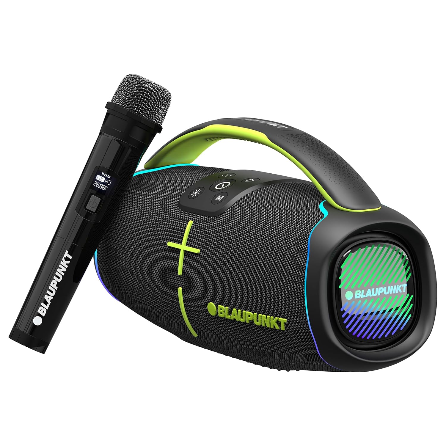 Blaupunkt Atomik BB60 60W Boombox |100 Years German Legacy Audio I Jazzy Aura Party Neon Lights I IPX6 Splash & Dust Proof IEnjoy Bass Boost Music Outdoors, Indoors & Sing Along Wireless Karaoke Mic Blaupunkt Atomik BB60 60W Boombox |100 Years German Legacy Audio I Jazzy Aura Party Neon Lights I IPX6 Splash & Dust Proof IEnjoy Bass Boost Music Outdoors, Indoors & Sing Along Wireless Karaoke Mic