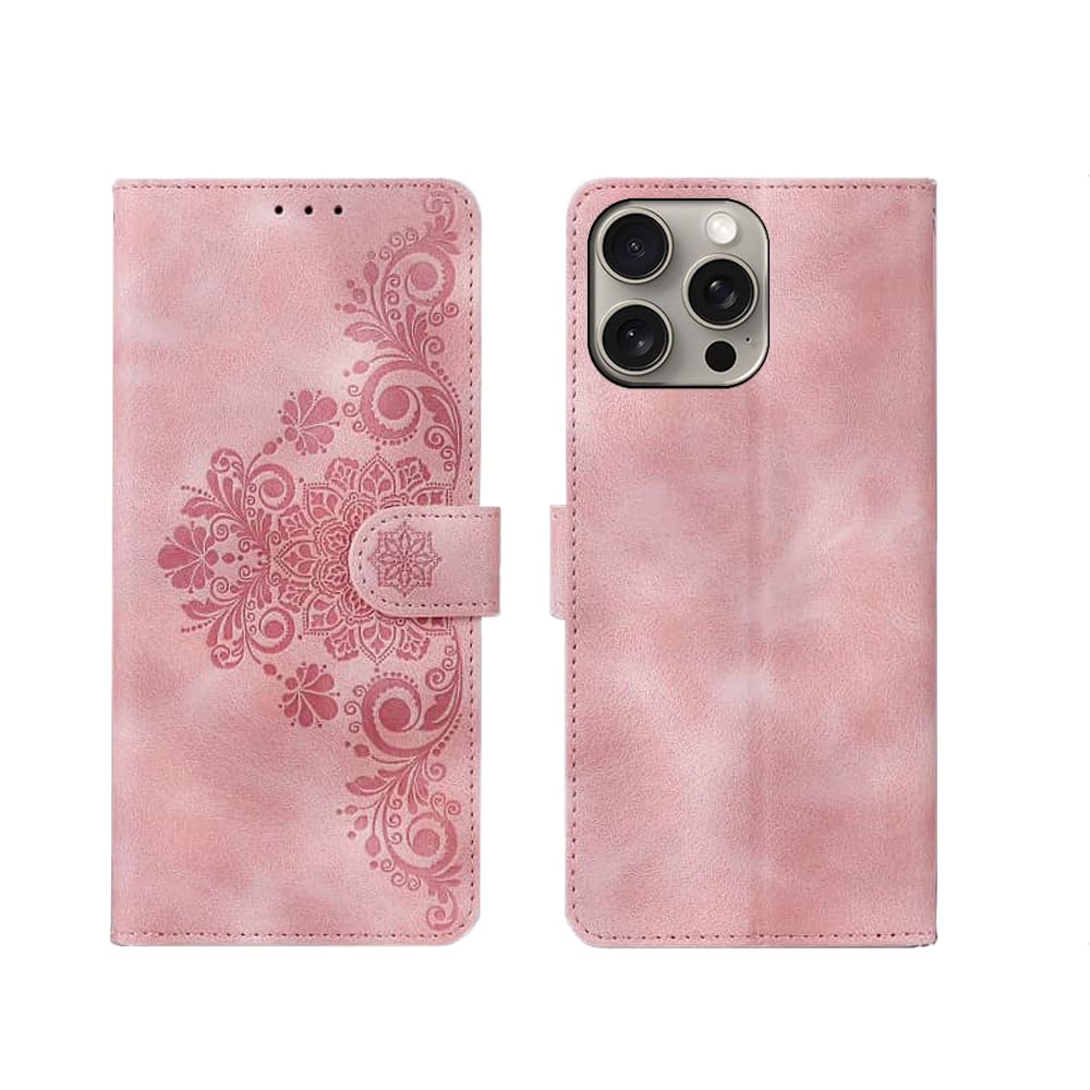 Inktree iPhone 15 Pro Max Flip Cover | Card Pockets Wallet & Stand | Flip Cover for iPhone 15 Pro Max – Floral Mandala Pink Inktree iPhone 15 Pro Max Flip Cover | Card Pockets Wallet & Stand | Flip Cover for iPhone 15 Pro Max – Floral Mandala Pink