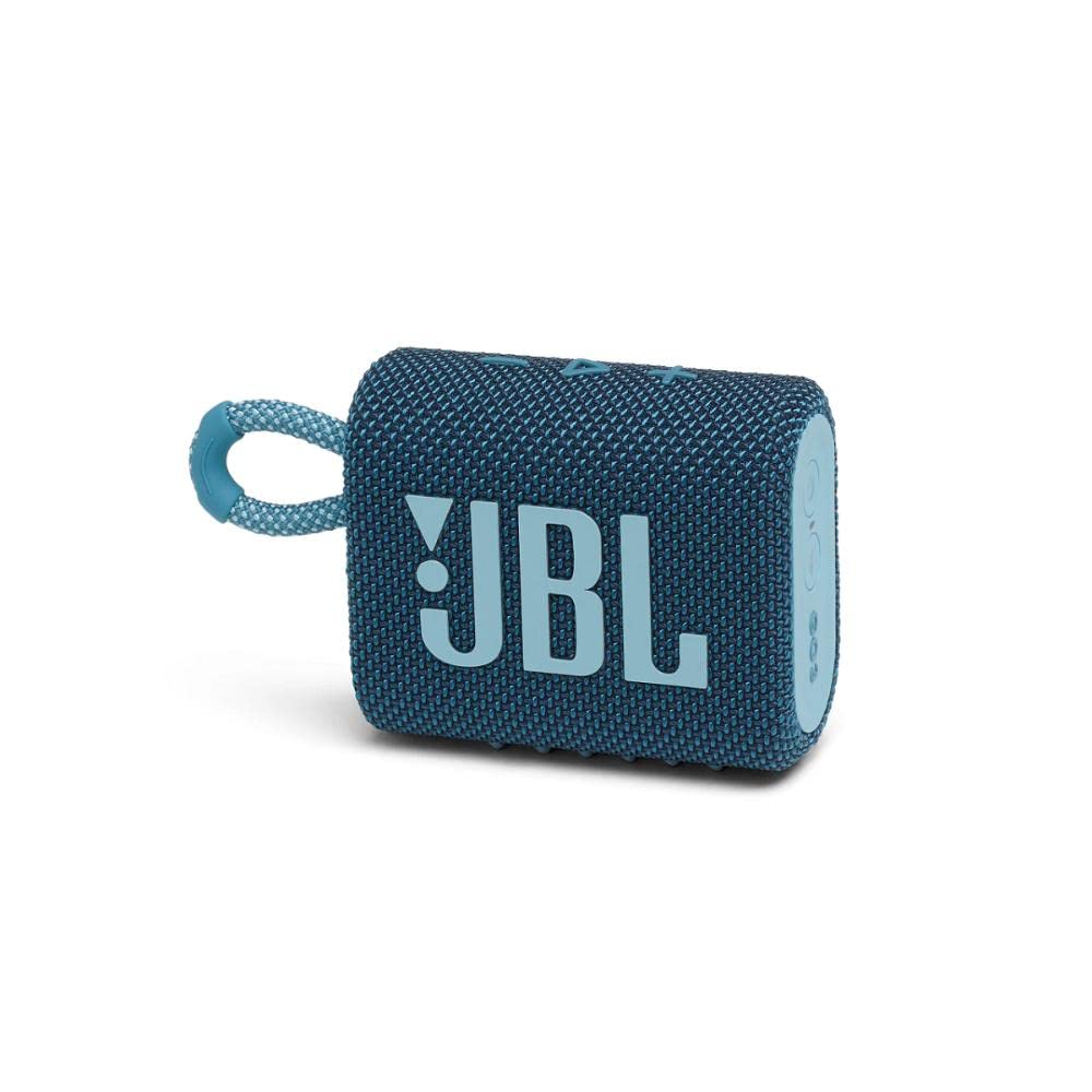 JBL Go 3, Wireless Ultra Portable Bluetooth Speaker, Pro Sound, Vibrant Colors with Rugged Fabric Design, Waterproof, Type C (Without Mic, Blue) JBL Go 3, Wireless Ultra Portable Bluetooth Speaker, Pro Sound, Vibrant Colors with Rugged Fabric Design, Waterproof, Type C (Without Mic, Blue)