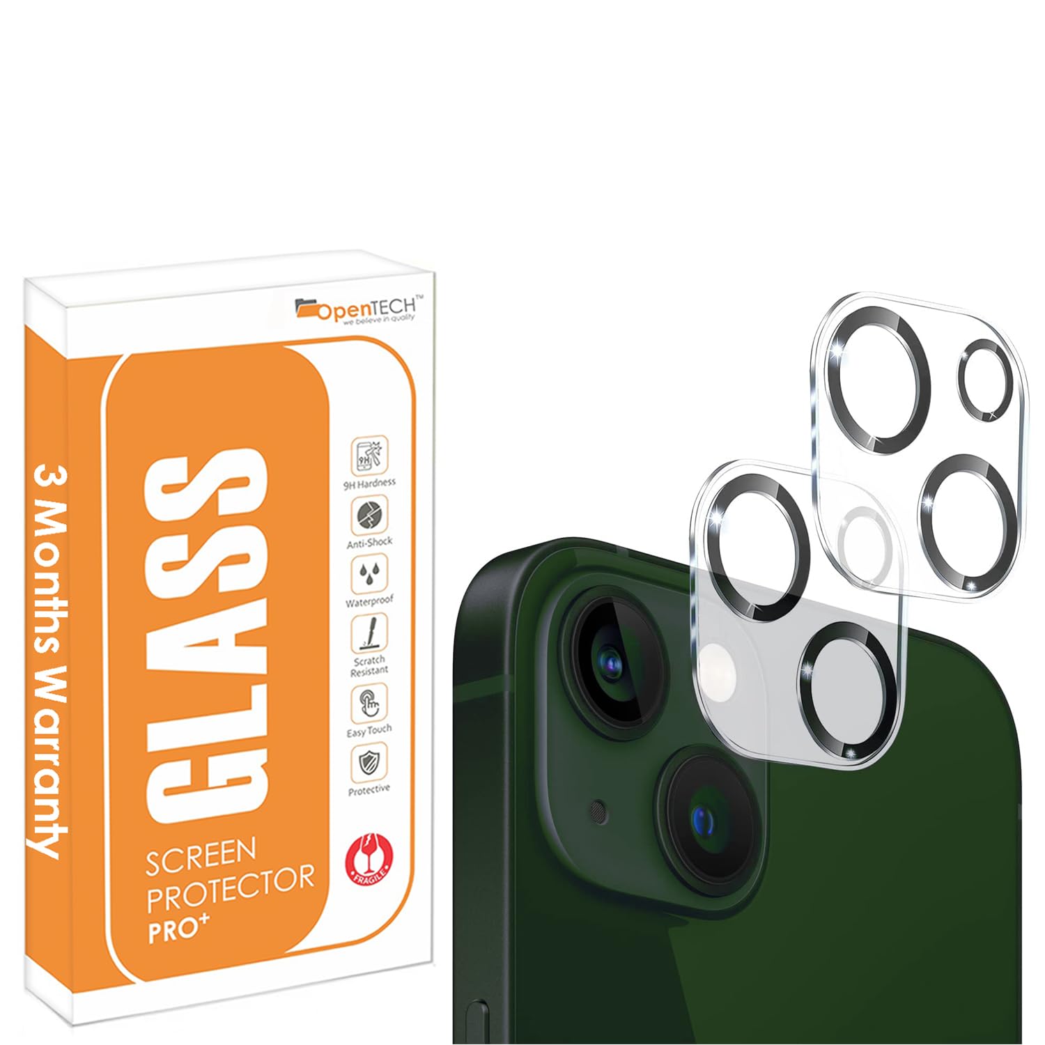 OpenTech® Premium Camera Lens Protector Tempered Glass Compatible For iPhone 15 / iPhone 15 Plus With Edge To Edge Coverage (Full Transparent) (Pack of Two)