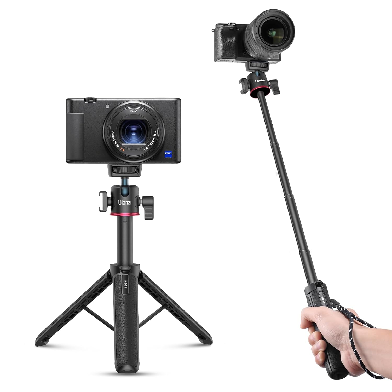 ULANZI MT-73 Extension Pole Tripod, Mini Selfie Stick Tripod Stand Handle Grip for Webcam Canon G7X Mark III Sony ZV-1 RX100 VII A6400 A6600 Cameras Vlogging ULANZI MT-73 Extension Pole Tripod, Mini Selfie Stick Tripod Stand Handle Grip for Webcam Canon G7X Mark III Sony ZV-1 RX100 VII A6400 A6600 Cameras Vlogging