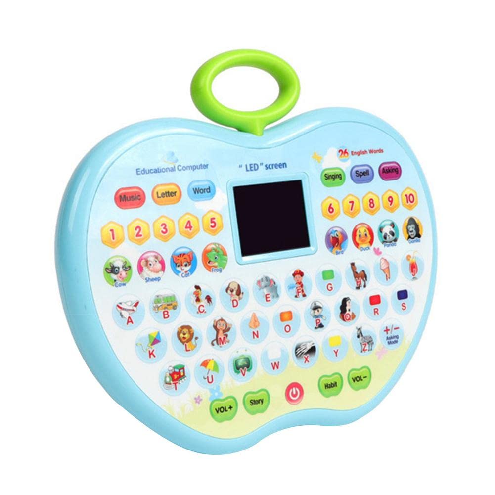 VGRASSP Apple Shape Educational Mini Computer Laptop Toy for Kids LED Display and Fun Music for Learning Alphabets Numbers Words and Animals (Blue) VGRASSP Apple Shape Educational Mini Computer Laptop Toy for Kids LED Display and Fun Music for Learning Alphabets Numbers Words and Animals (Blue)