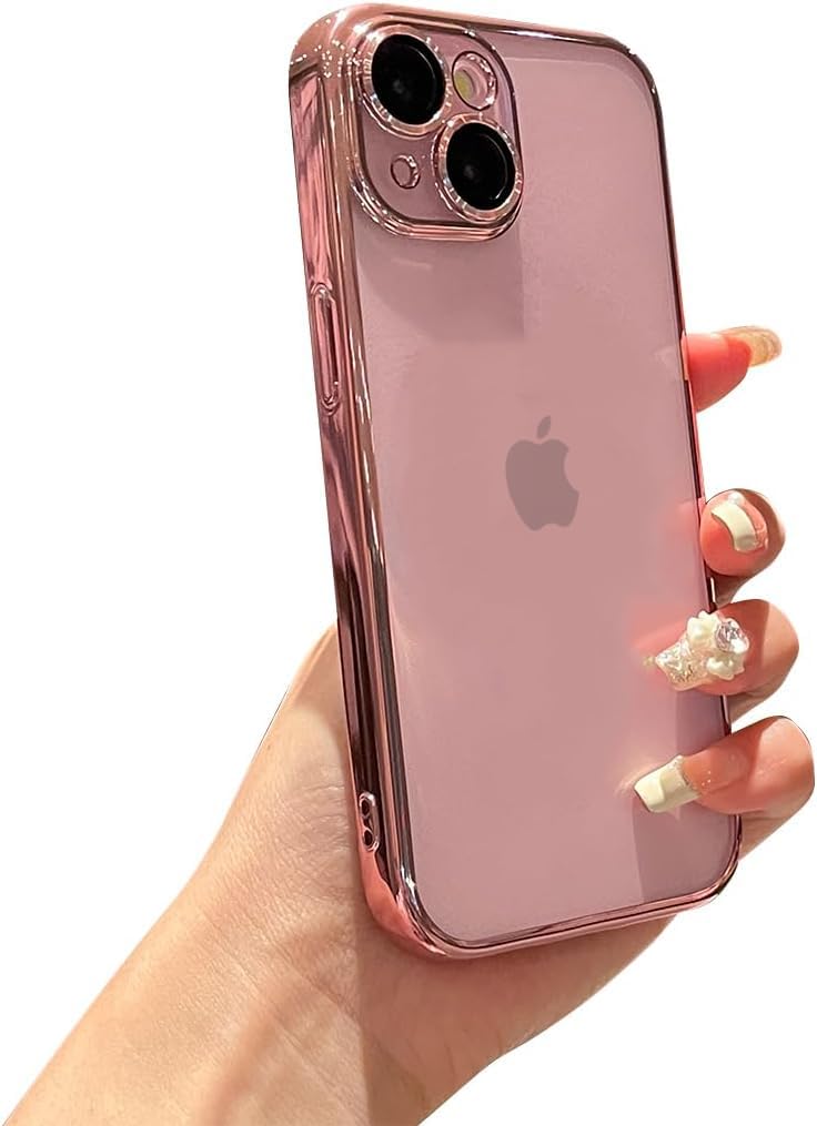 VONZEE Electroplated Clear Transparent Cover for iPhone 15 Case 6.1 inch Luxury TPU Cover Full Body & Camera Protection for Each Lens Bumper Cases for Men & Women (Rose Pink) VONZEE Electroplated Clear Transparent Cover for iPhone 15 Case 6.1 inch Luxury TPU Cover Full Body & Camera Protection for Each Lens Bumper Cases for Men & Women (Rose Pink)