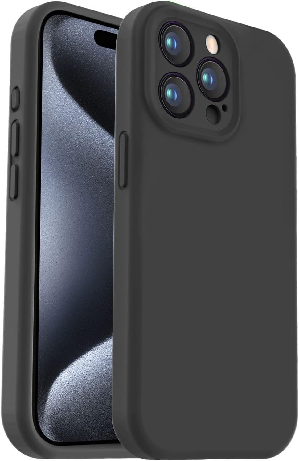 mobistyle Designed for iPhone 15 Pro Cover Soft Liquid Silicone Slim Protective Shockproof with Anti-Scratch Microfiber Lining Phone Back Cover Case (Black)