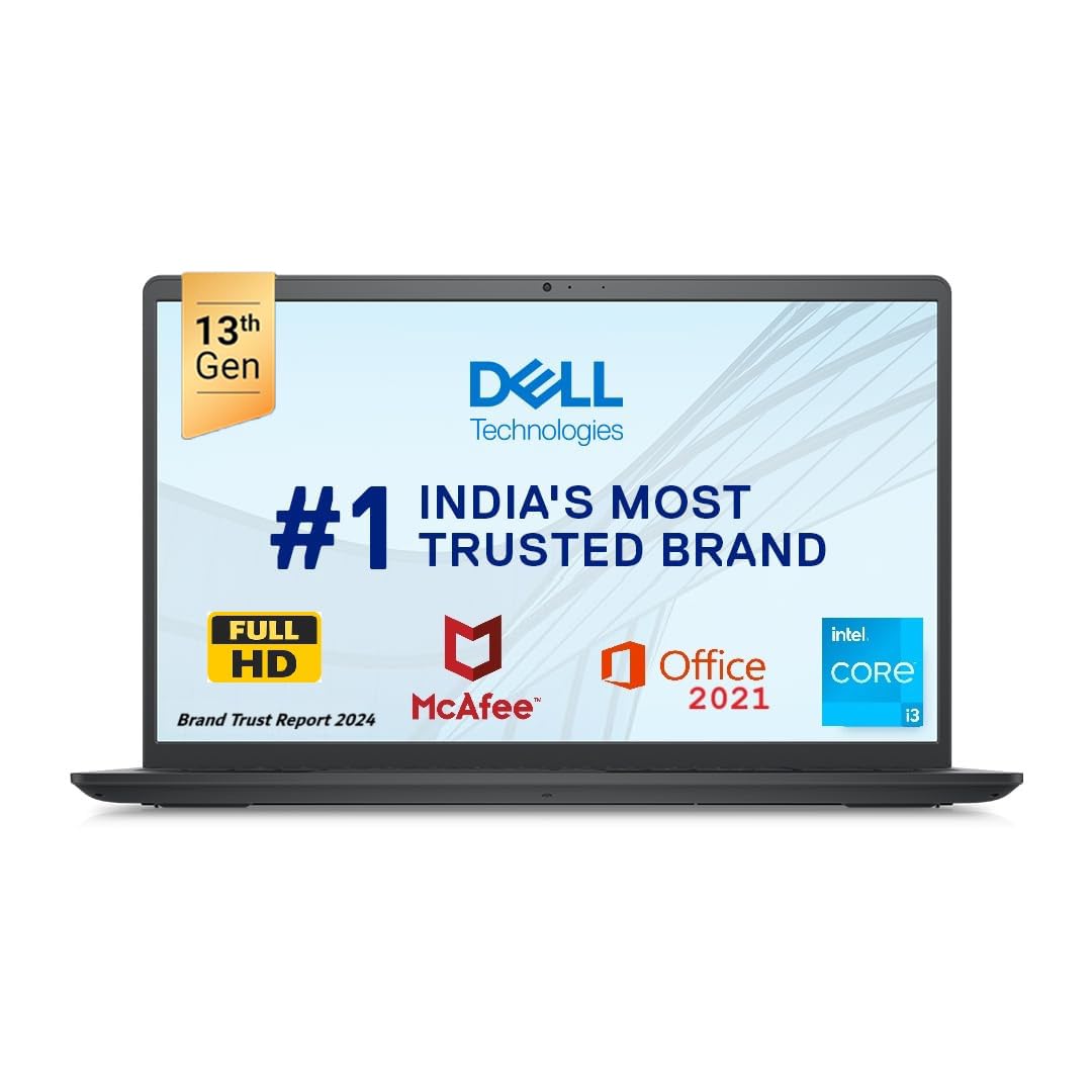 Dell Inspiron 3530 Thin & Light Laptop, 13th Gen Intel Core i3-1305U Processor, 8GB, 512GB SSD, 15.6″ (39.62cm) FHD 120Hz 250nits, Standard Keyboard, Windows 11+MSO’21 & 15 Month McAfee, Black, 1.62kg