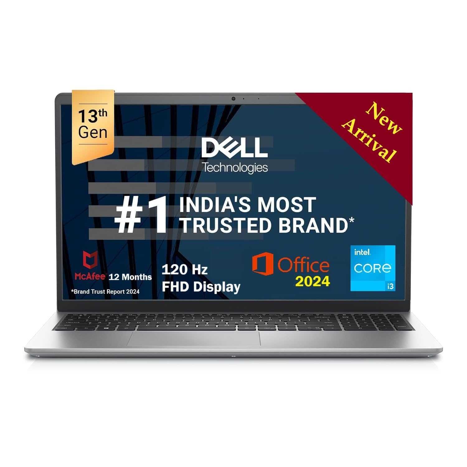 Dell Inspiron 3530 Thin & Light Laptop, 13th Gen Intel Core i3-1305U Processor, 8GB, 512GB SSD, 15.6″ (39.62cm) FHD 120Hz 250nits, Standard Keyboard, Windows 11+MSO’24 & 15 Month McAfee, Silver,1.62kg