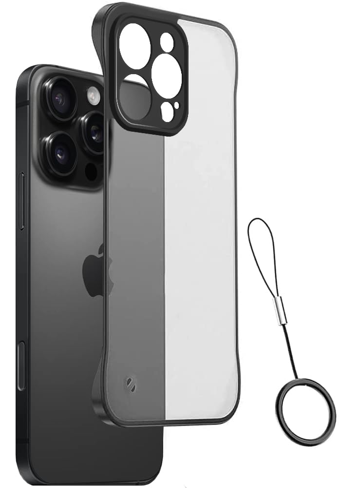 Amozo for iPhone 16 Pro Max Back Case Cover | Camera Protection Frameless Slim Translucent Matte Back Case Cover for iPhone 16 Pro Max (Polycarbonate|Black)