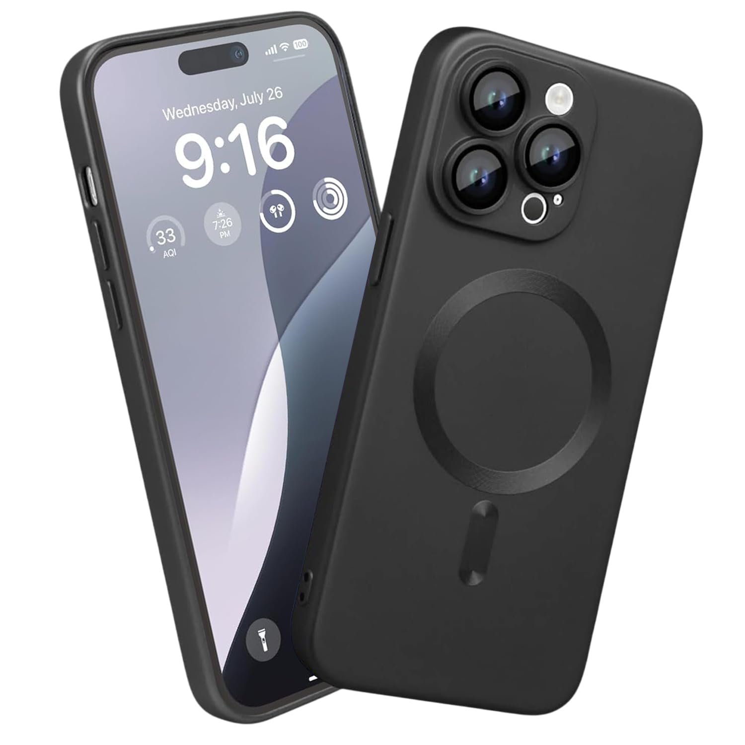 DIZORO Magnetic Case for iPhone 16 Pro Max Case [Compatible with MagSafe][Built-in Camera Lens Protector] Slim Soft Silicone Bumper Shockproof Metallic Luster Back Cover Phone Case (Titanium Black)
