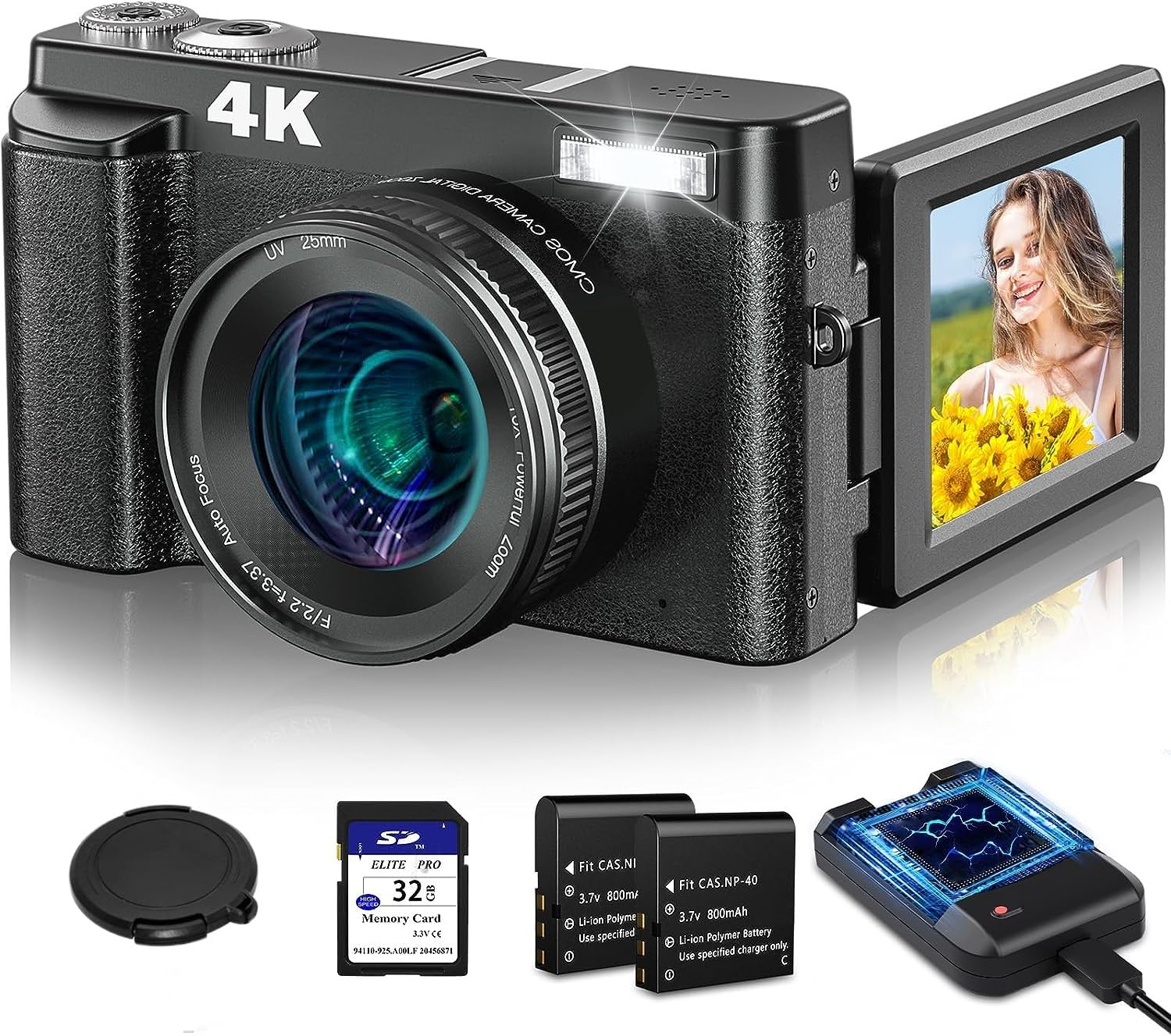 AiTechny 4K Digital Camera For Autofocus Photography, 48Mp 128 GB Vlogging Camera With Anti-Shake Sd Card, 3 Inch 180° Compact Video Camera For Travel, Digital Camera With 16X Zoom AiTechny 4K Digital Camera For Autofocus Photography, 48Mp 128 GB Vlogging Camera With Anti-Shake Sd Card, 3 Inch 180° Compact Video Camera For Travel, Digital Camera With 16X Zoom